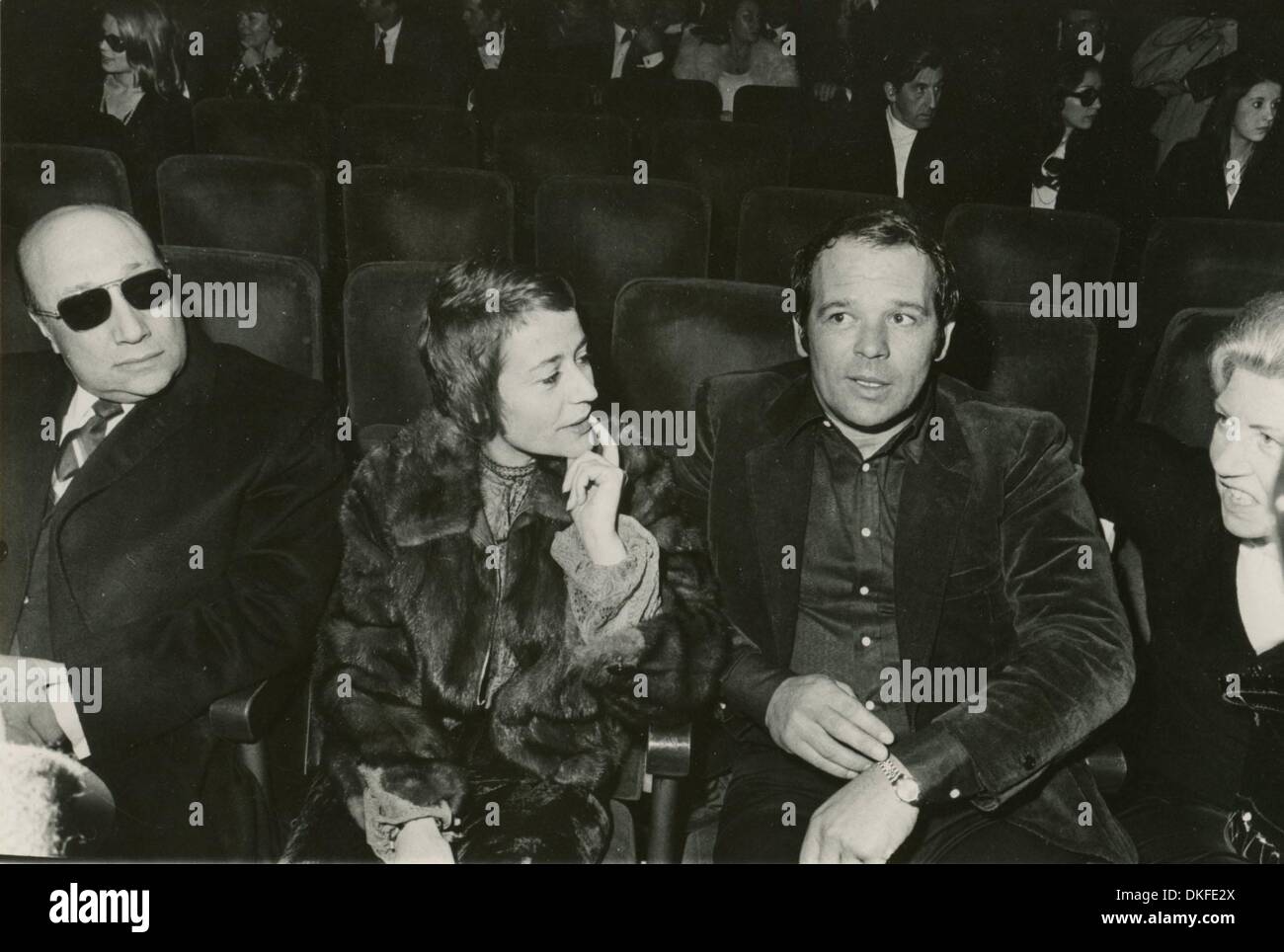 Jan 19, 1968 - Olympia, Greece - JEAN PIERRE MELVILLE and actress ANNIE GIRARDOT, along with her husband actor RENATO SALVATORI, are at the premiere of 'Face au public'. (Credit Image: © KEYSTONE Pictures/ZUMAPRESS.com) Stock Photo