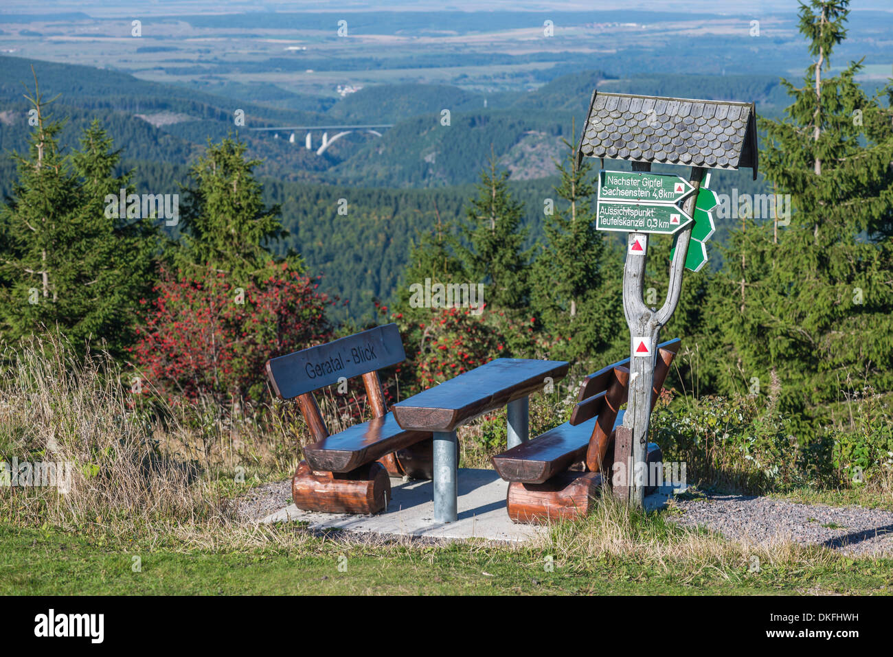 Mt Schneekopf, summit in the Thuringian Forest, inn and lookout, Gehlberg, Thuringia, Germany Stock Photo