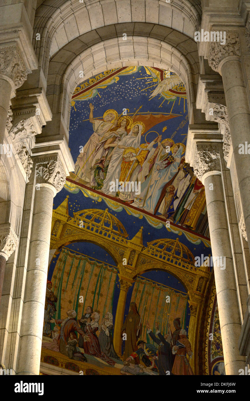 Interior, Sacré-Cœur, Montmartre, Paris, Île-de-France, France Stock Photo