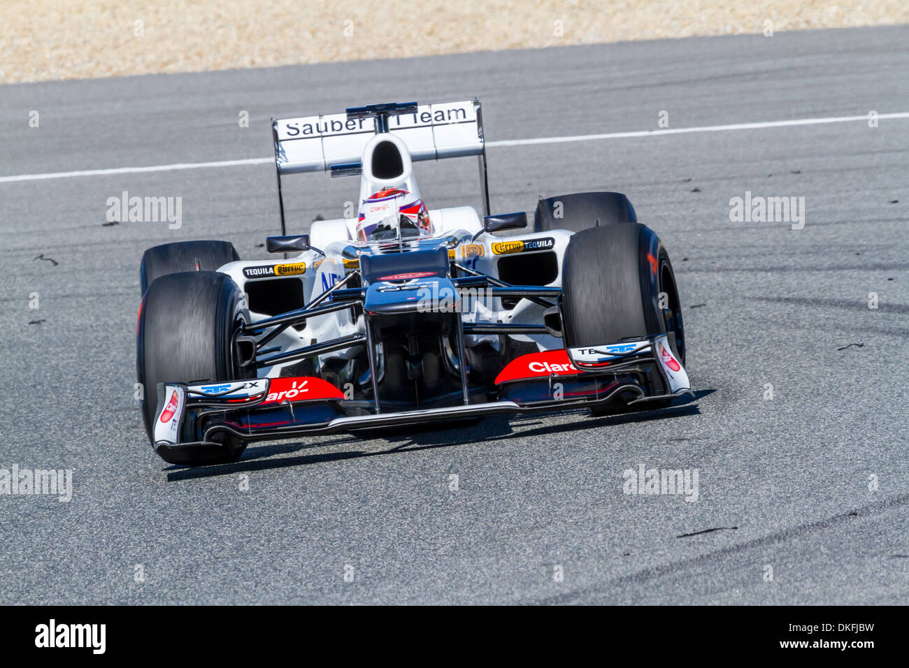 Kamui Kobayashi of Sauber F1 races on training session Stock Photo