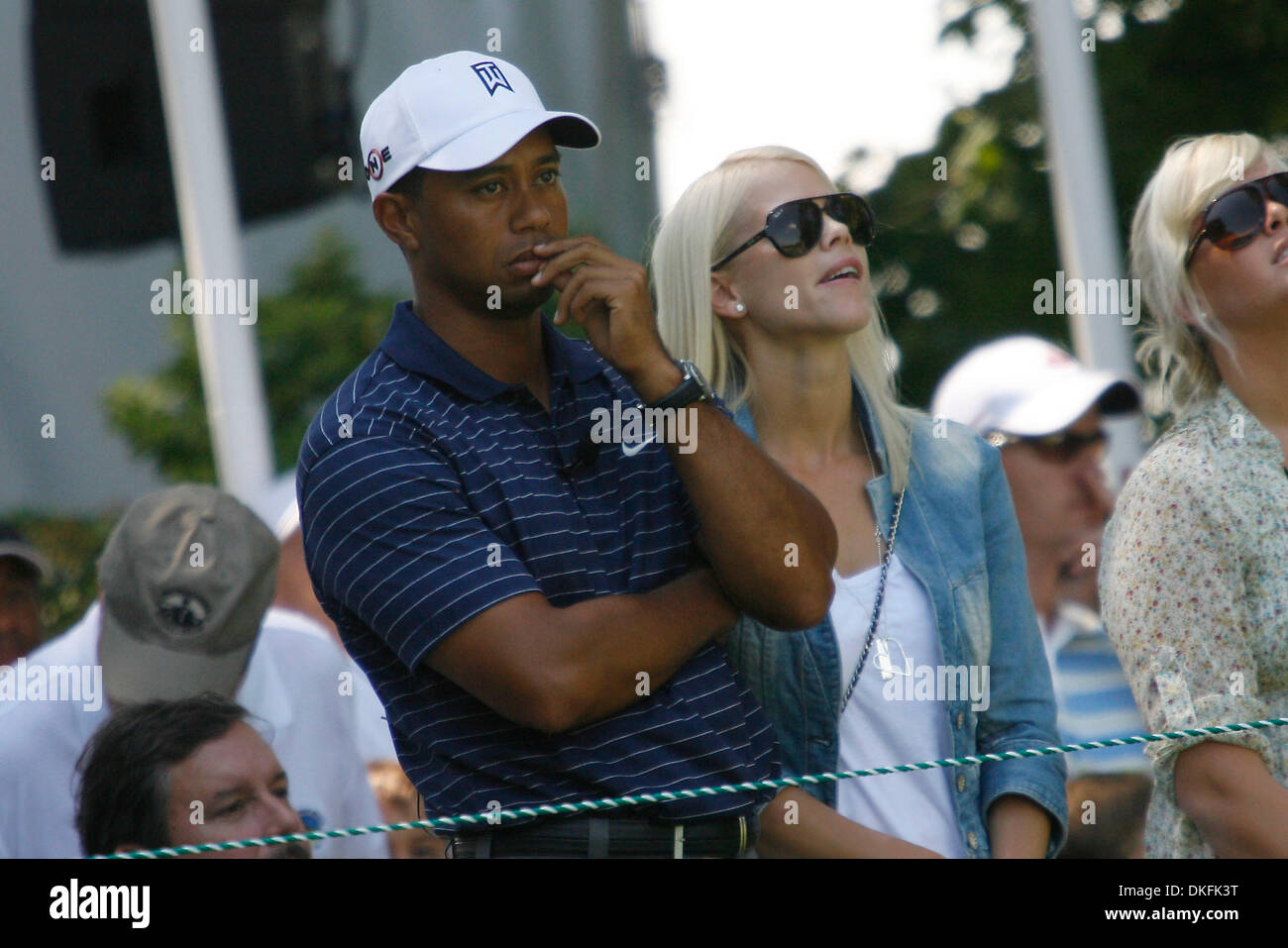 Jul 01, 2009 - Washington, District of Columbia, USA - TIGER WOODS and wife ELIN NORDEGREN WOODS attend the opening ceremony for the AT&T National hosted by husband Tiger Woods. (Credit Image: © James Berglie/ZUMA Press) Stock Photo