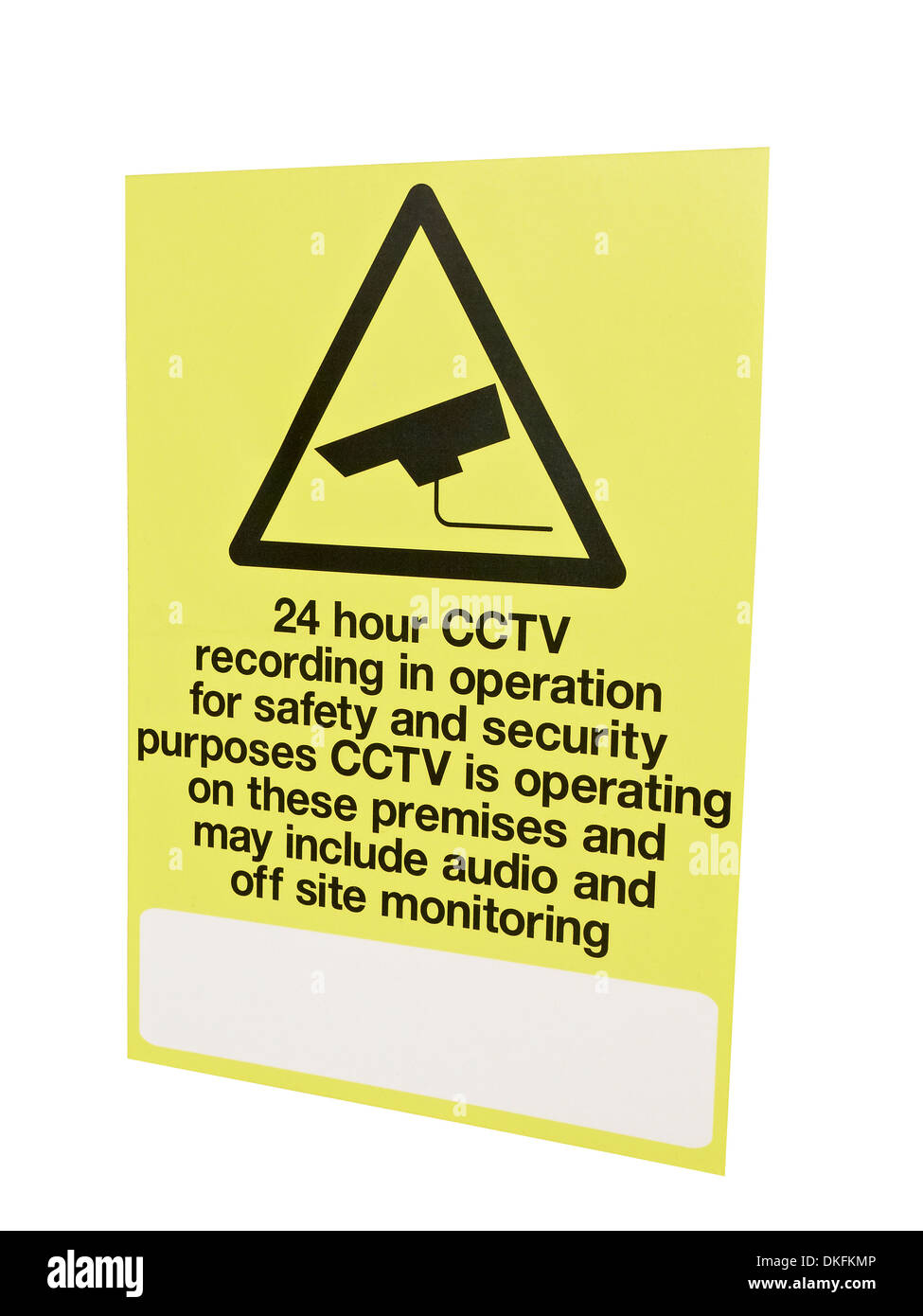CCTV warning sign cut out on white background UK Stock Photo