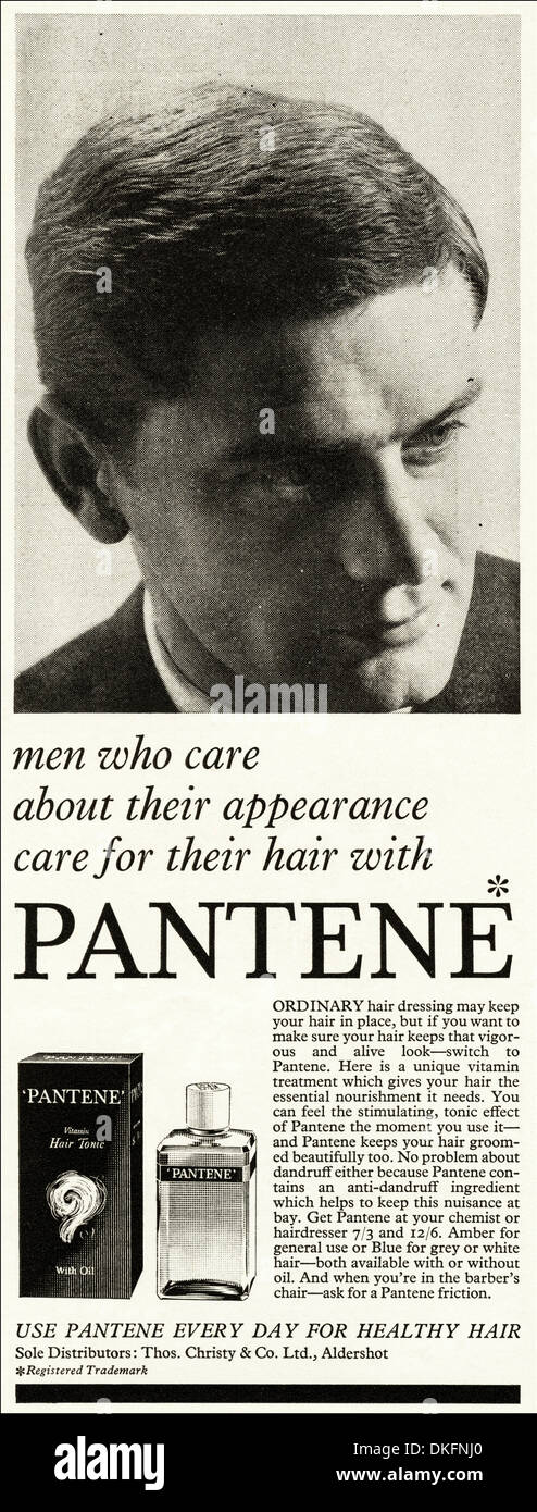 1960s vintage magazine advertisement advertising PANTENE hair tonic for men Stock Photo