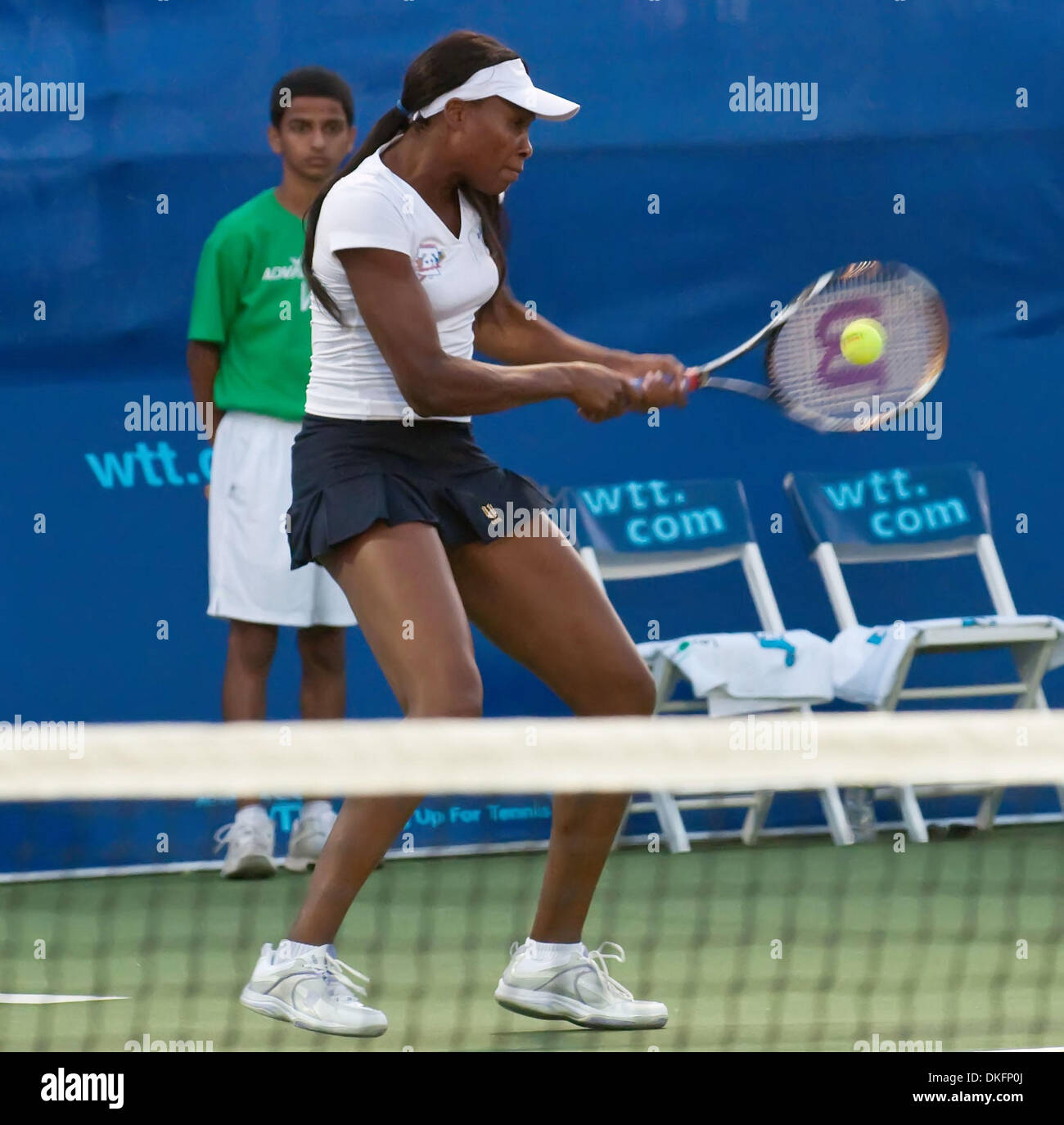 Jul 08, 2009 - King of Prussia, Pennsylvania, USA - Philadelphia Freedom's VENUS WILLIAMS returns a volley during a match with Angela Haynes of the Sacramento Capitals. Williams who was playing her second game for the WTT Freedoms after winning the doubles Championship with her sister Serena at Wimbledon had a tough time, losing five of six games against her opponent. (Credit Image Stock Photo