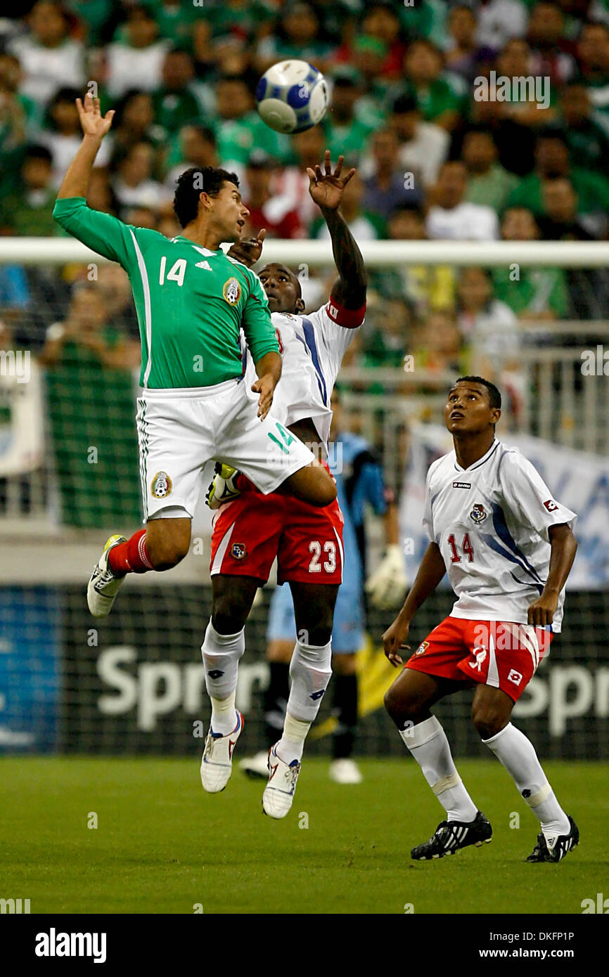 Jul 09, 2009 - Houston, Texas, USA - Mexico's MIGUEL SABAH and FELIPE BALOY of Panama fight for control of the ball during the first period of play of the CONCACAF Gold Cup held at Reliant Stadium The game ended in a 1-1- draw. (Credit Image: © Diana Porter/Southcreek Global/ZUMA Press) Stock Photo