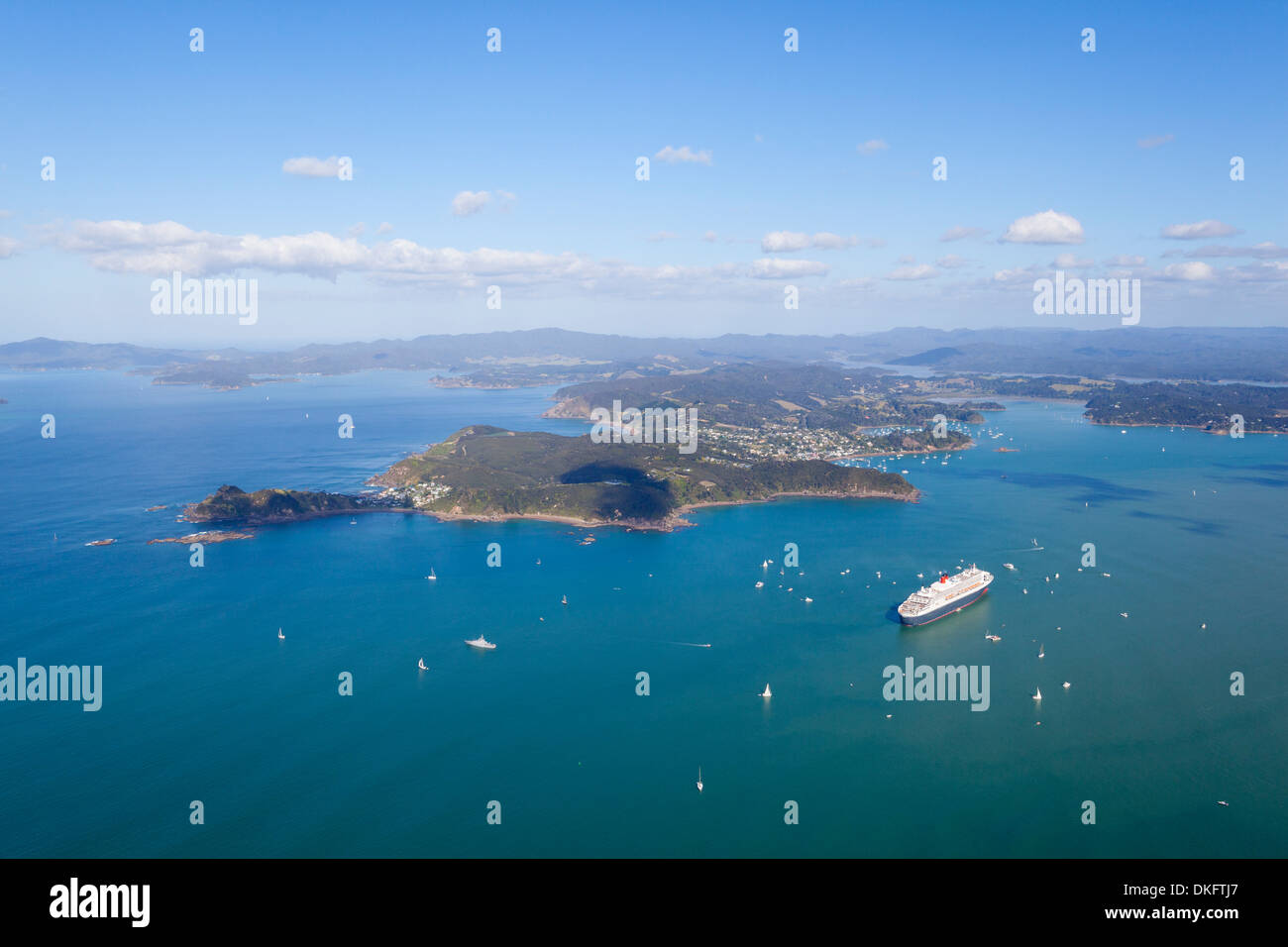 Queen Mary II visits the Bay of Islands, Northland, North Island, New Zealand, Pacific Stock Photo