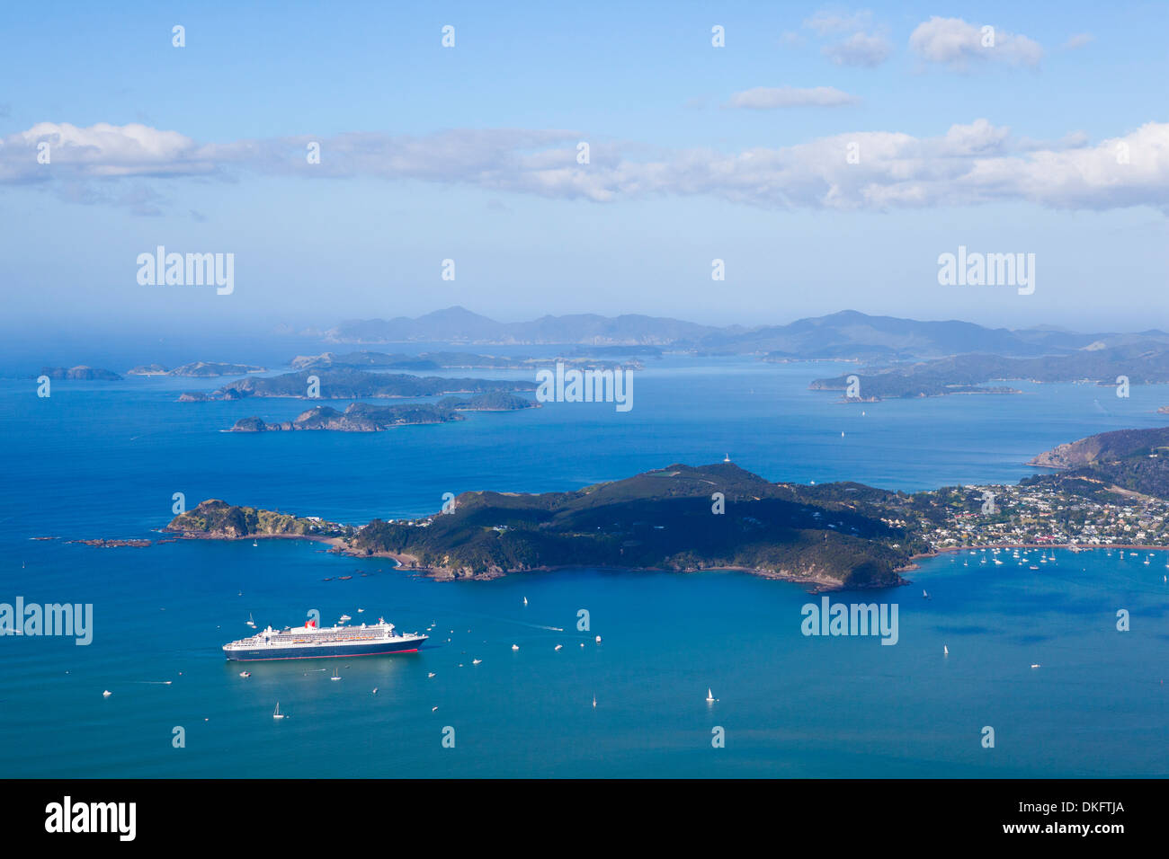 Queen Mary II visits the Bay of Islands, Northland, North Island, New Zealand, Pacific Stock Photo