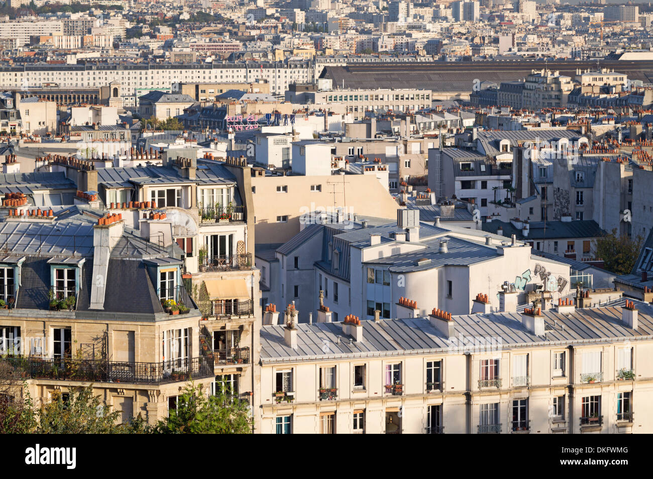 Paris, France - view across the rooftops at evening Stock Photo