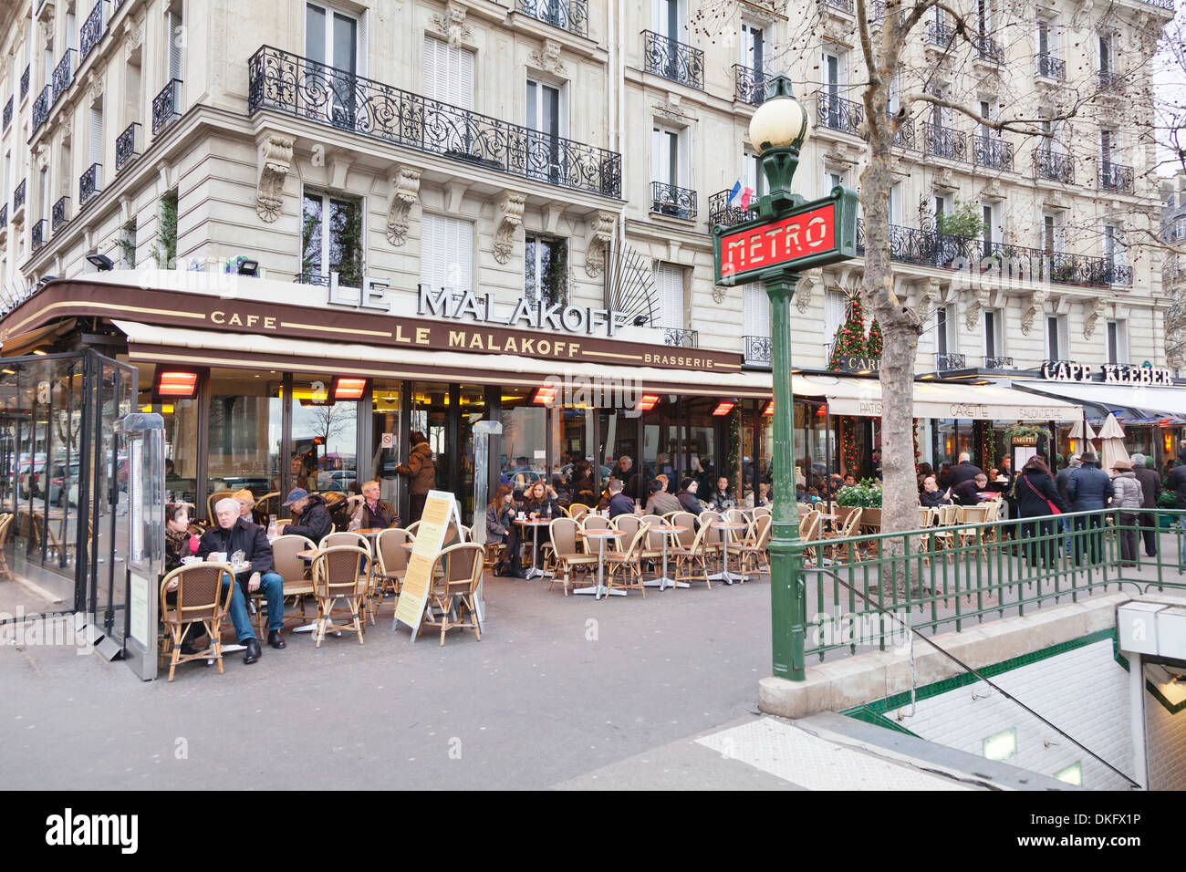 Art nouveau entrance to the Metro Station at Cafe Kleber, Trocadero, Paris, Ile de France, France, Europe Stock Photo