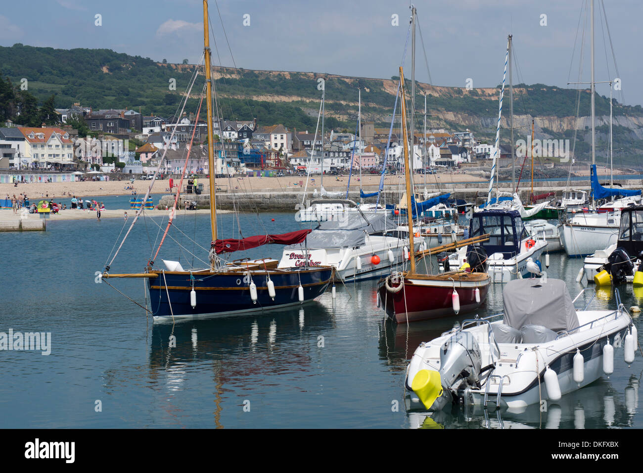 Lyme Regis harbour and town, Dorset, England, United Kingdom, Europe Stock Photo