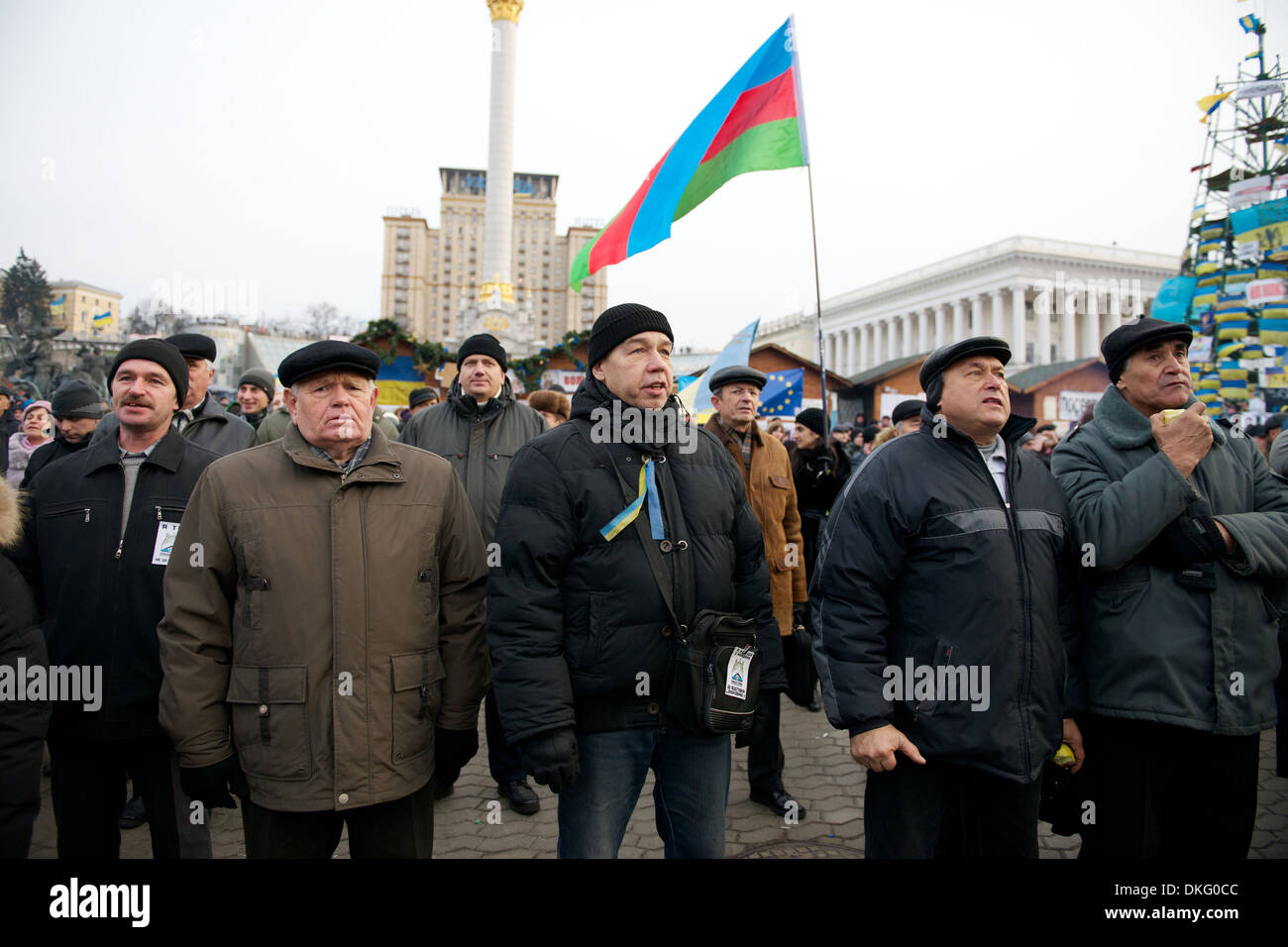 KIEV, UKRAINE - 4 DECEMBER 2013: Protest on Euromaydan in Kiev against the president Yanukovych Stock Photo