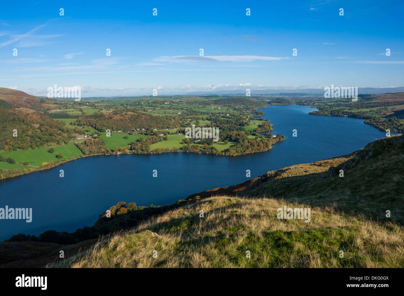 Lake Ullswater from Hallin Fell, Lake District National Park, Cumbria, England, United Kingdom, Europe Stock Photo