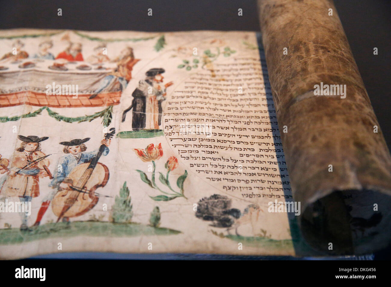 Esther scroll from Germany, early 18th century, the Israel Museum, Jerusalem, Israel, Middle East Stock Photo