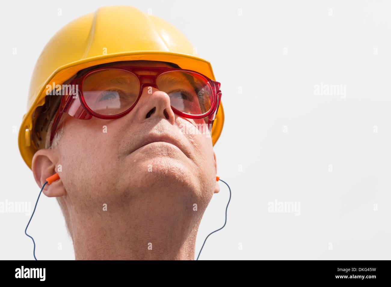 Construction Worker, tradesman, with Safety Equipment, USA Stock Photo