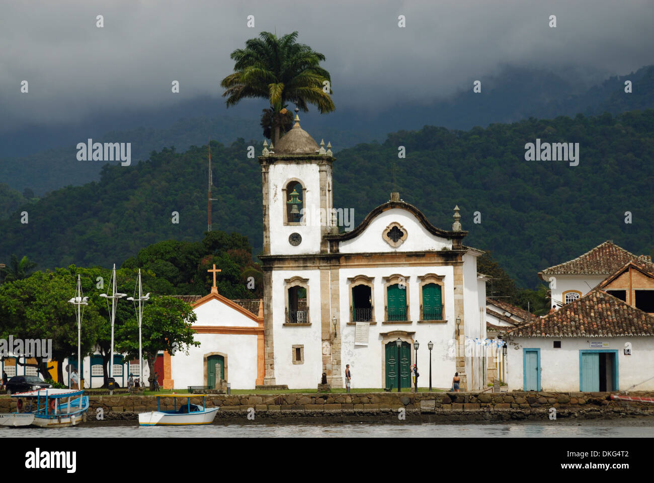 Paraty's oldest church, the Nossa Senhora dos Pardos Libertos (built 1722); Paraty, Espirito Santo, Brazil. Stock Photo