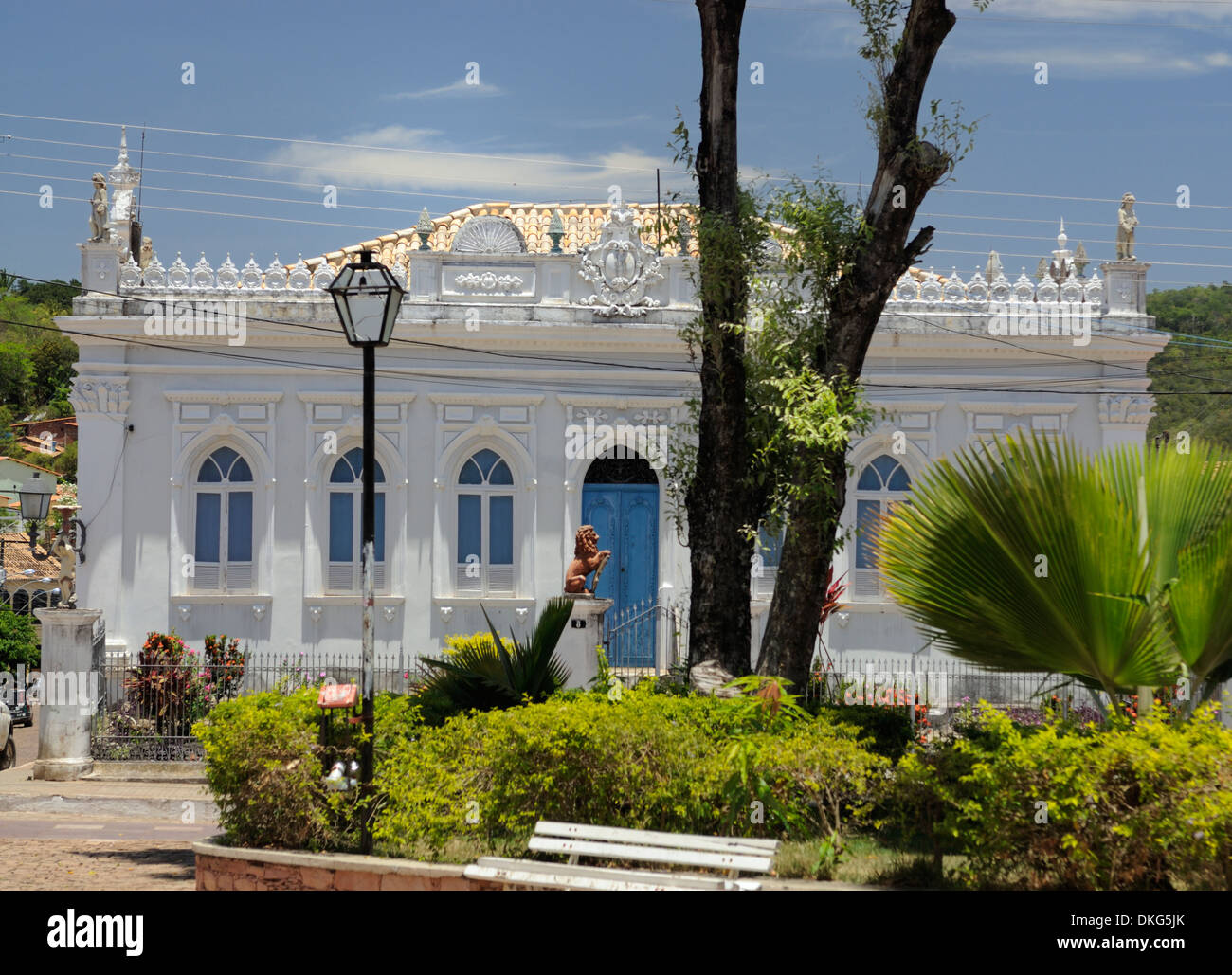 Brazil, Bahia, Lencois: Prefeitura, the old seat of government in Lencois, with its neo-classical details dating back to 1860. Stock Photo