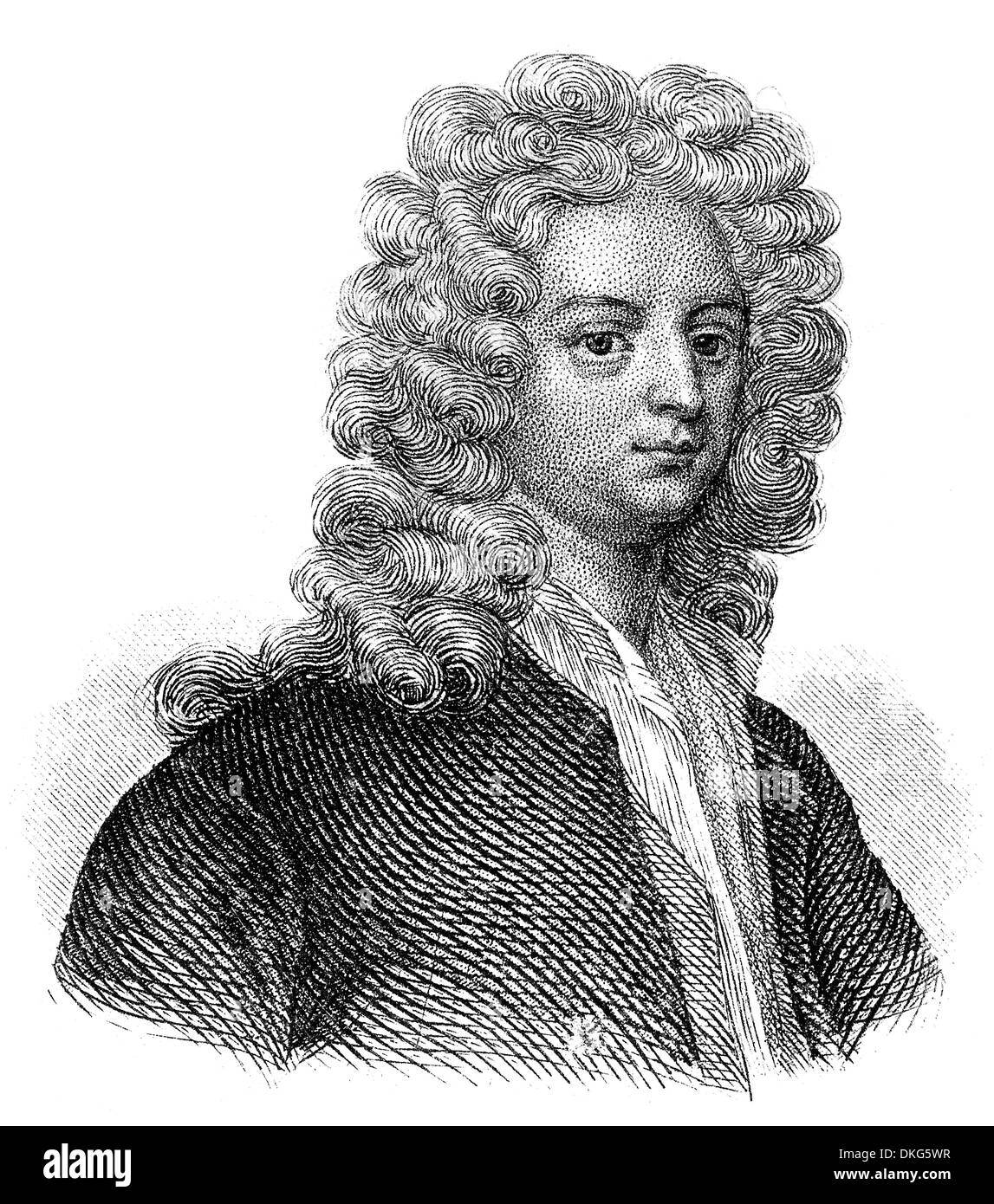 Portrait of Joseph Addison, 1672 - 1719, an English essayist, poet, playwright, and politician, Stock Photo