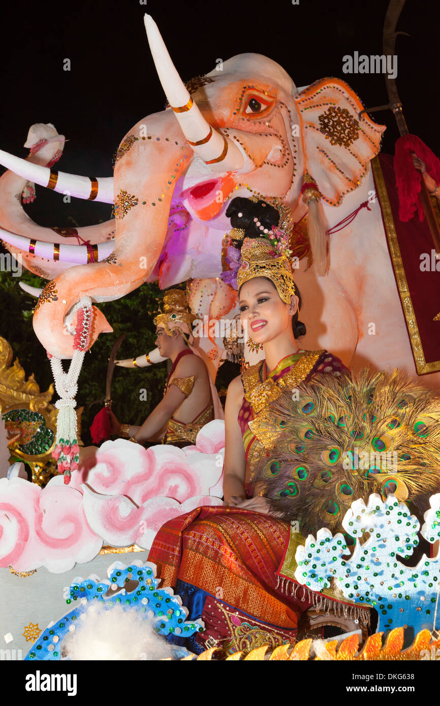 Float at Loi Krathong festival, Chiang Mai, Northern Thailand, Thailand, Southeast Asia, Asia Stock Photo