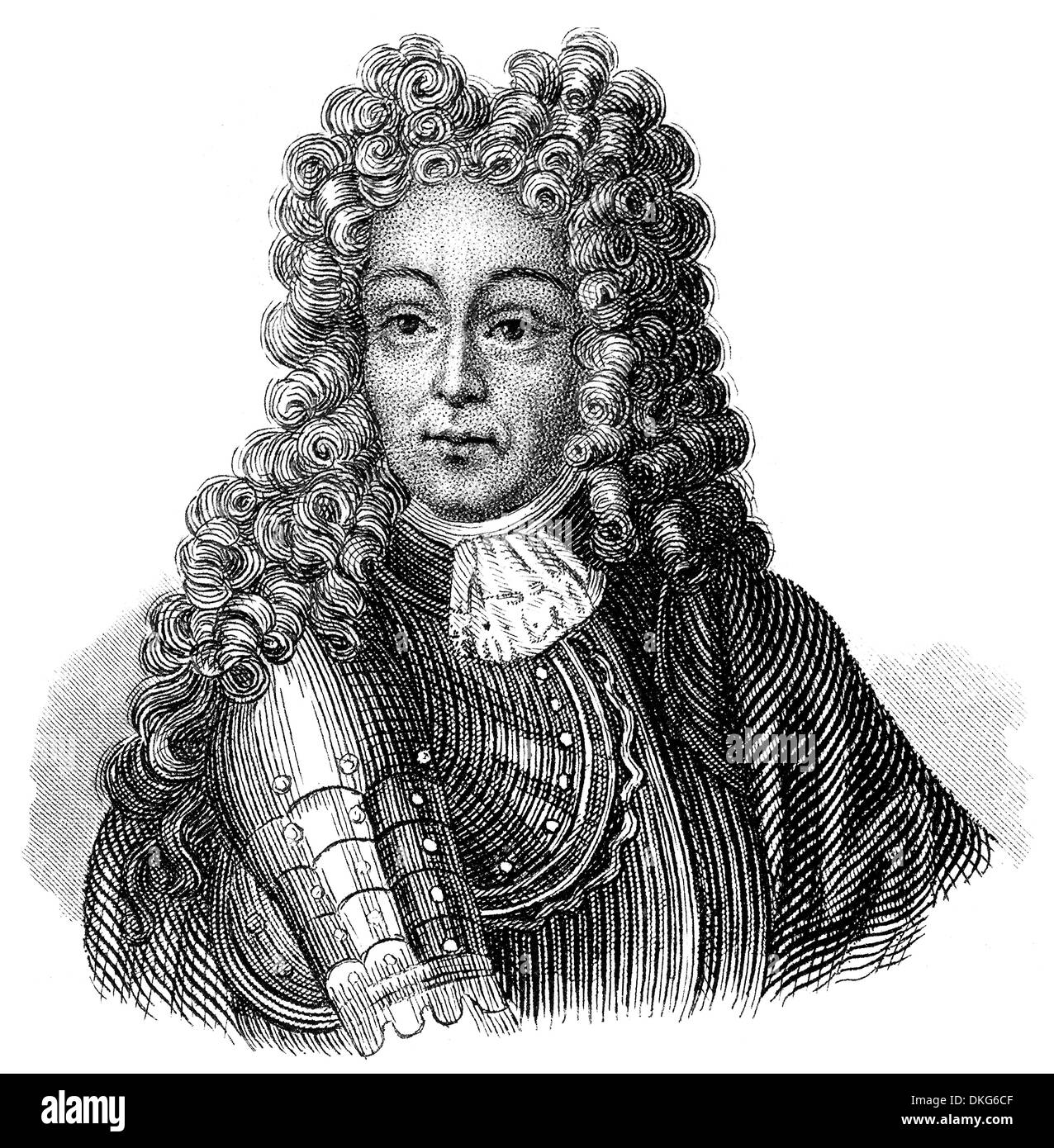 Portrait of Nicolas Catinat, 1637 - 1712, a French military commander and Marshal of France, Stock Photo