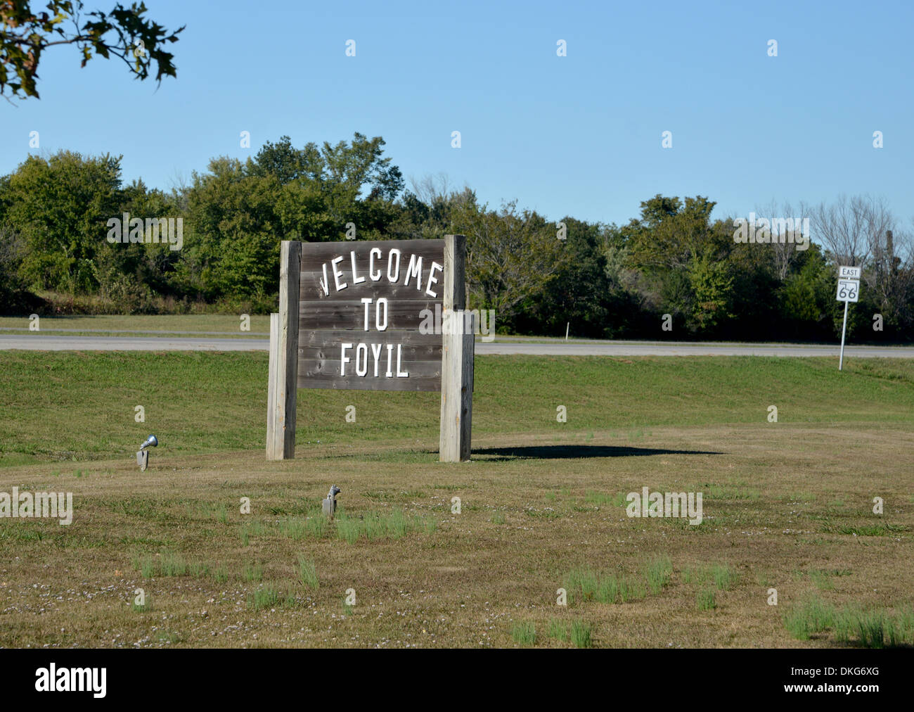 to Foyil sign and statue of Andy Payne, winner of the 1928