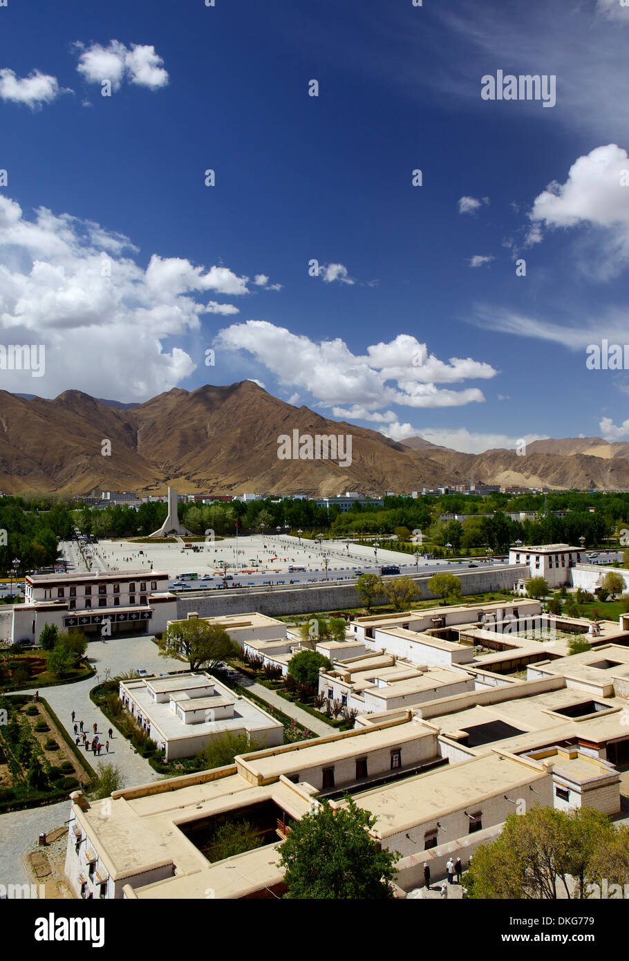 View over the modern Chinese city, Lhasa, Tibet, China, Asia Stock Photo