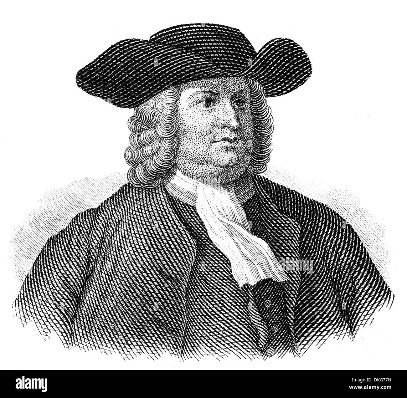 portrait of William Penn, 1644 - 1718, founder of the colony of Pennsylvania, Stock Photo