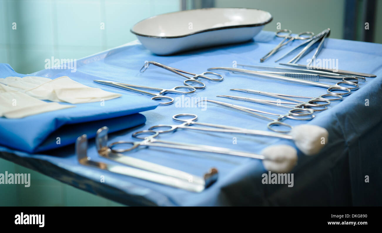 Surgical tools kit Stock Photo
