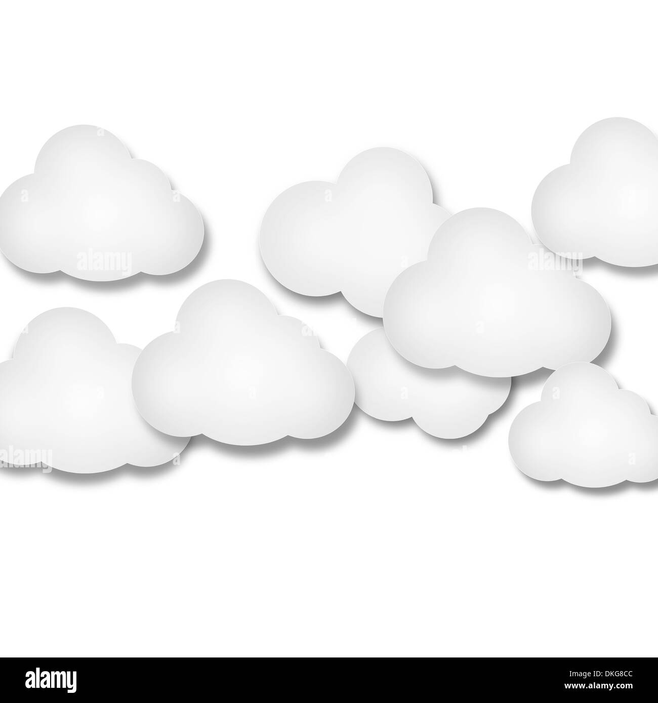 Illustration of white paper clouds over white background Stock Photo ...