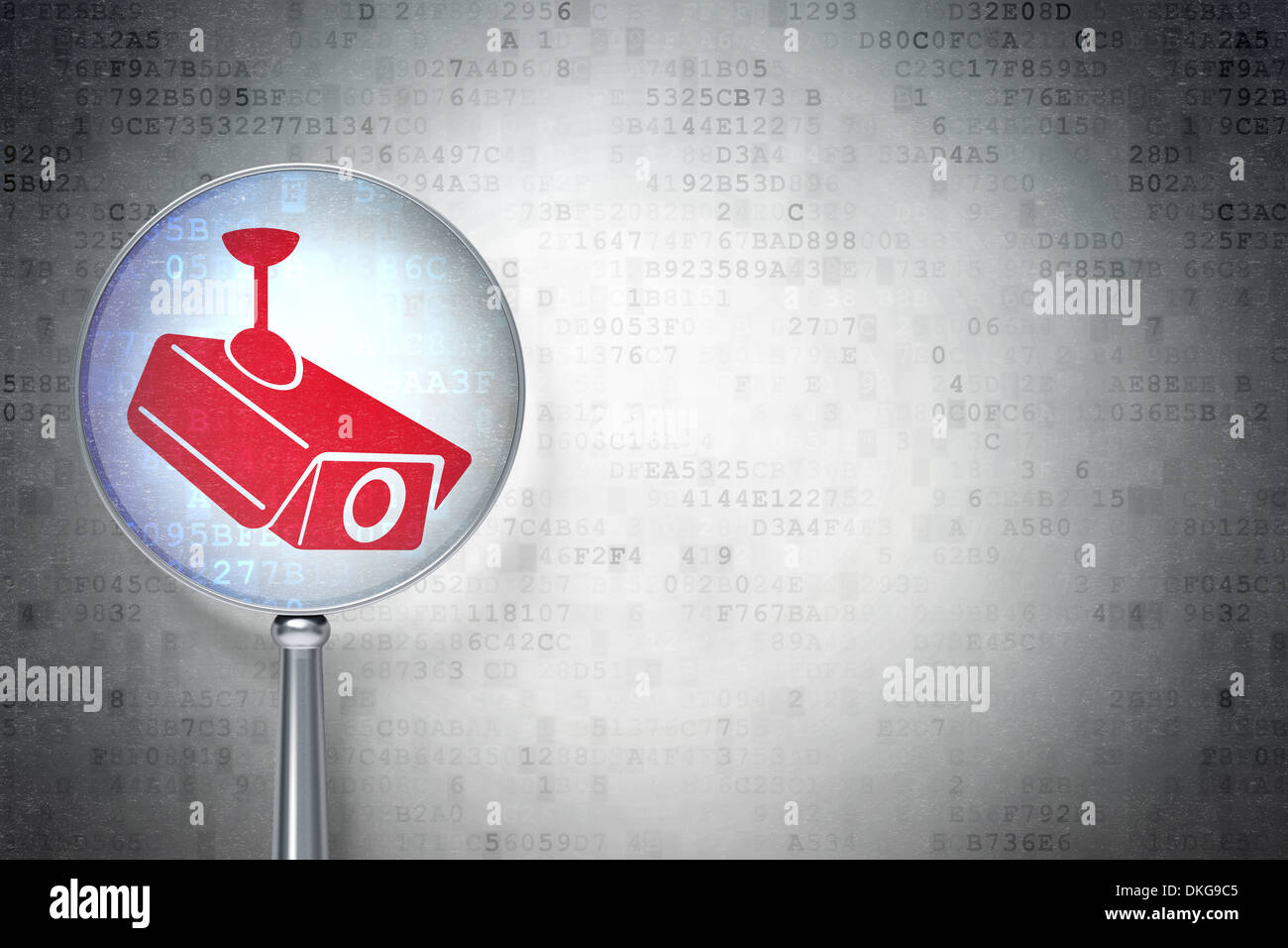 Protection concept Cctv Camera with optical glass on digital Stock