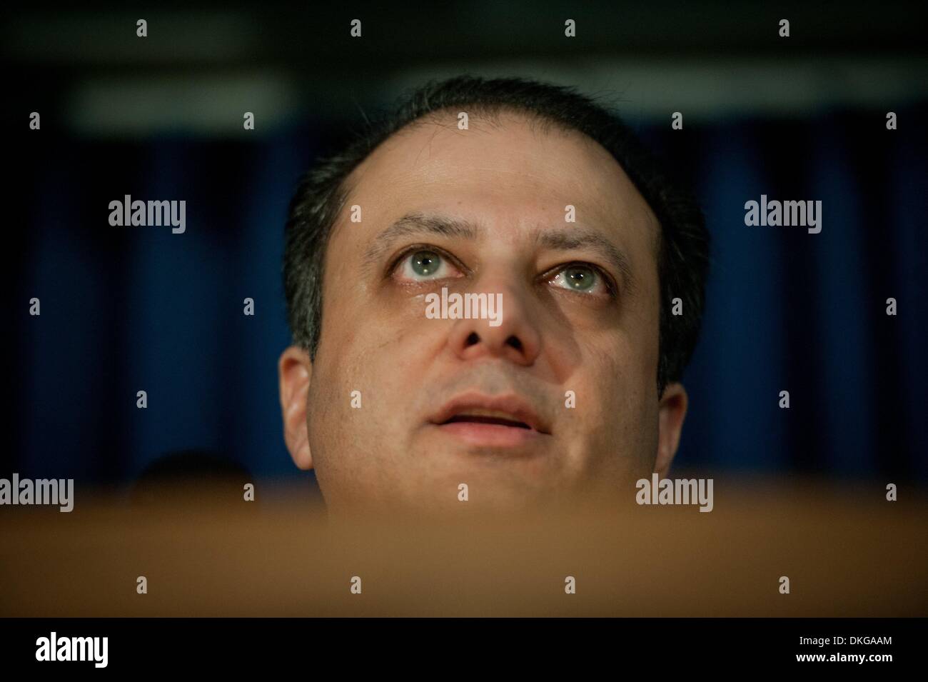 Manhattan, New York, USA. 5th Dec, 2013. PREET BHARARA, the United States Attorney for the Southern District of New York announces charges against 49 defendants for participating in a widespread nine-year fraud scheme to illegally obtain nearly half a million dollars in Medicaid benefits, Thursday, December 5, 2013. (One St. Andrew's Plaza, Lobby). Credit:  ZUMA Press, Inc./Alamy Live News Stock Photo