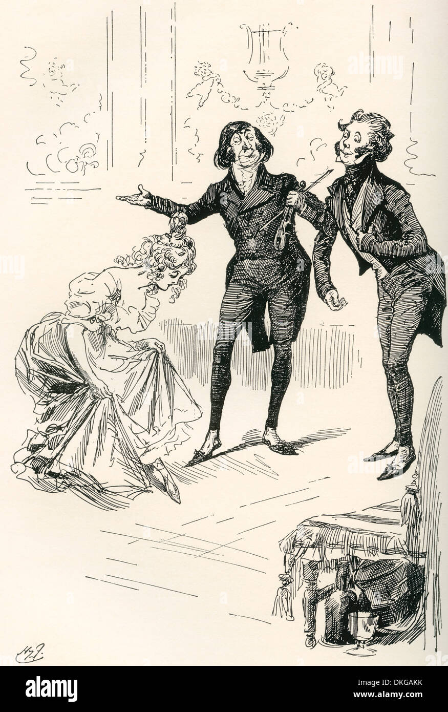 The Dancing Academy.  llustration by Harry Furniss for Sketches by Boz by Charles Dickens Stock Photo