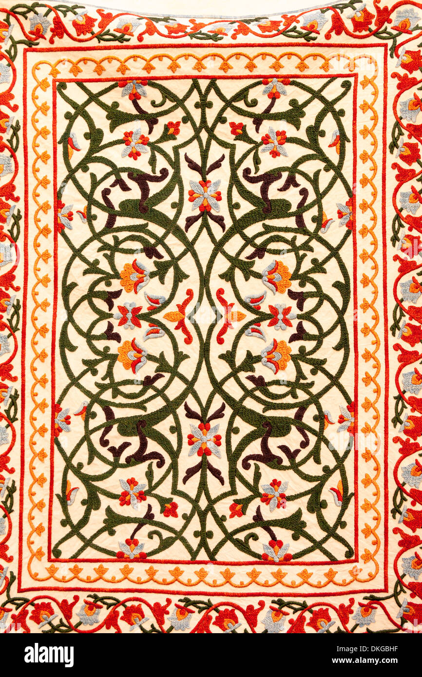 A Suzani textile, cotton hand embroidered needlework, Khiva, Uzbekistan Stock Photo