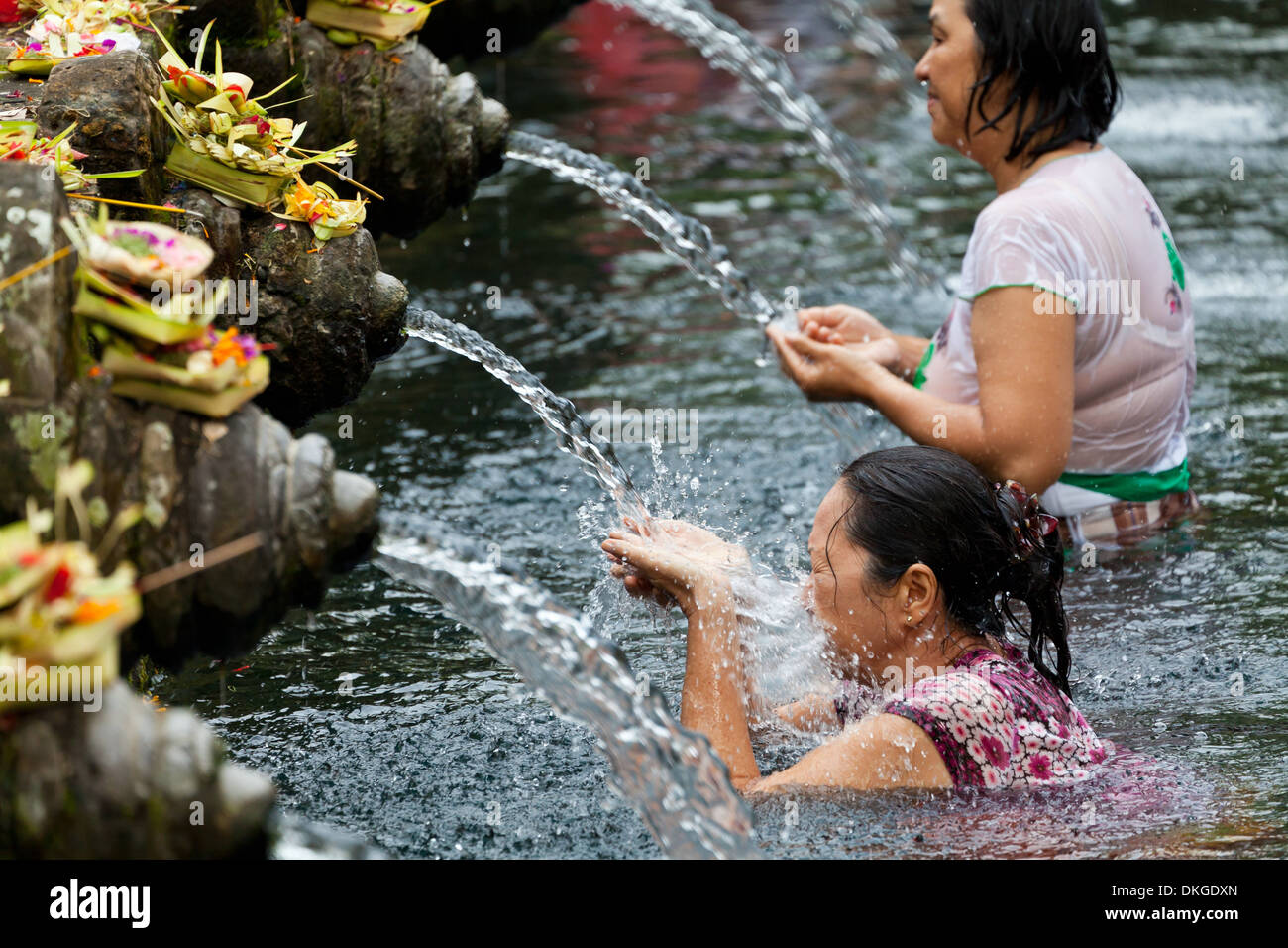 Ritual Washing in the Water Basin of the Temple Tirtha Emphul on Bali