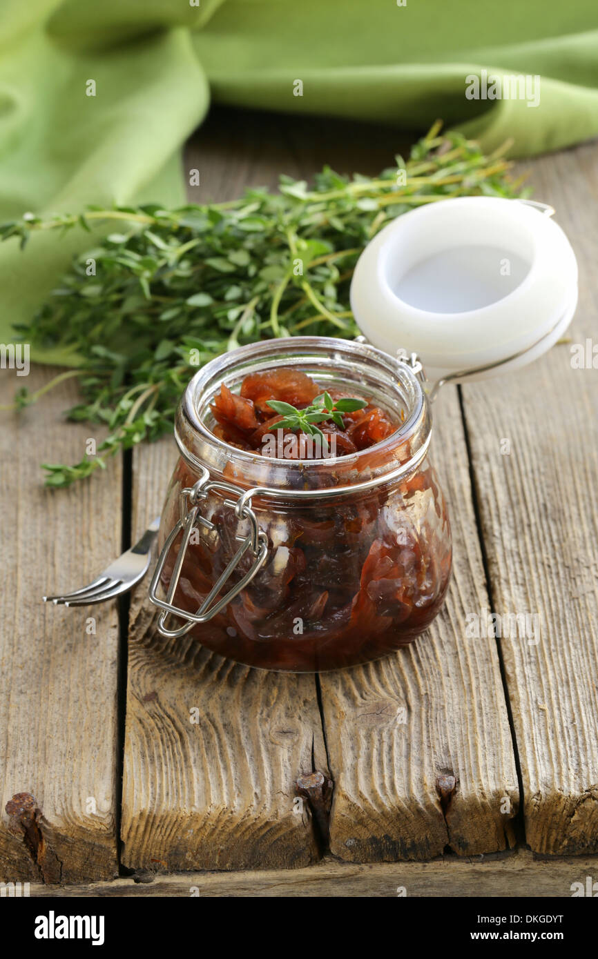 red onion marmalade with thyme French cuisine Stock Photo