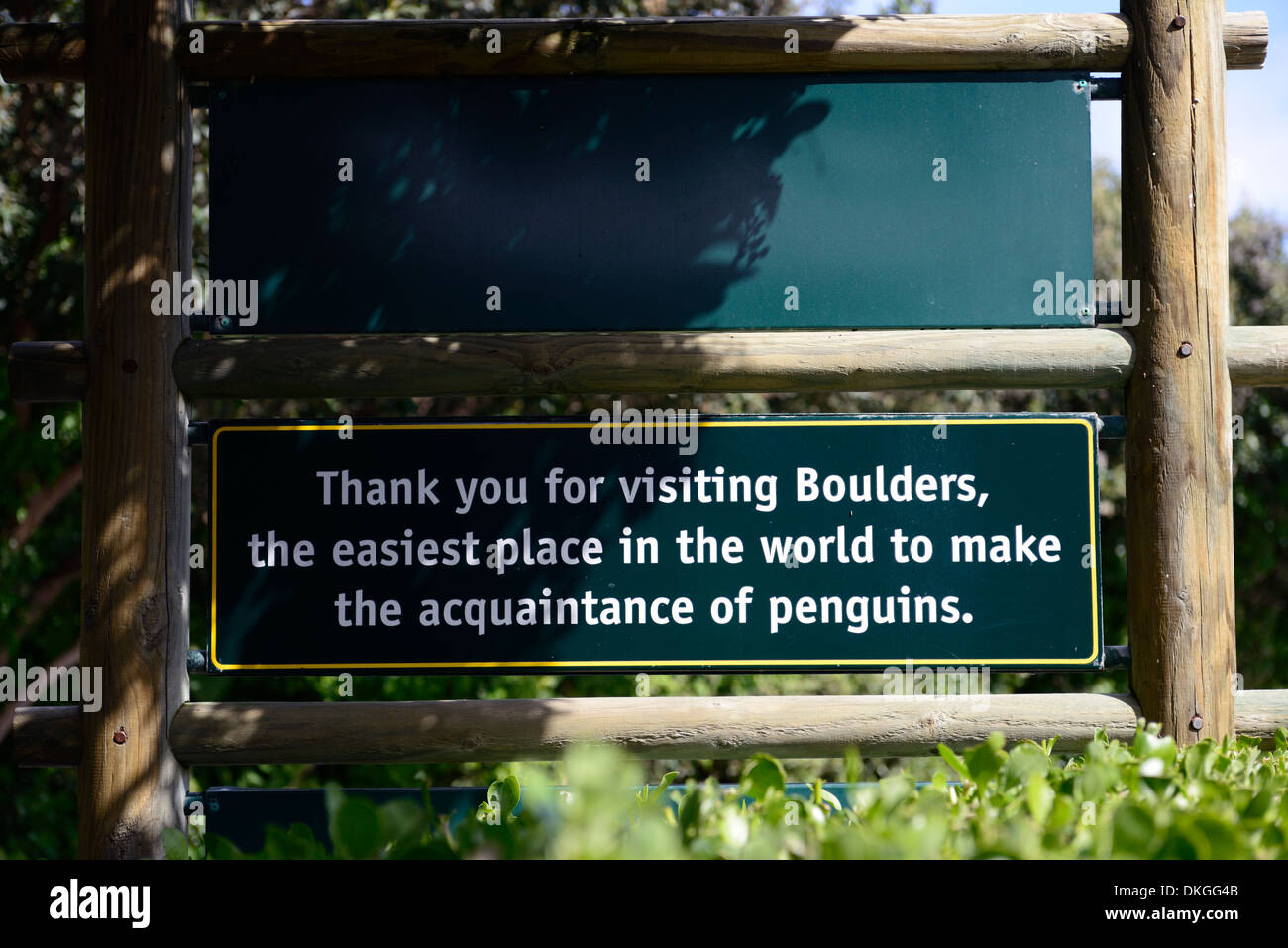 entry entrance sign boulders beach penguin sanctuary table mountain national park cape peninsula Stock Photo