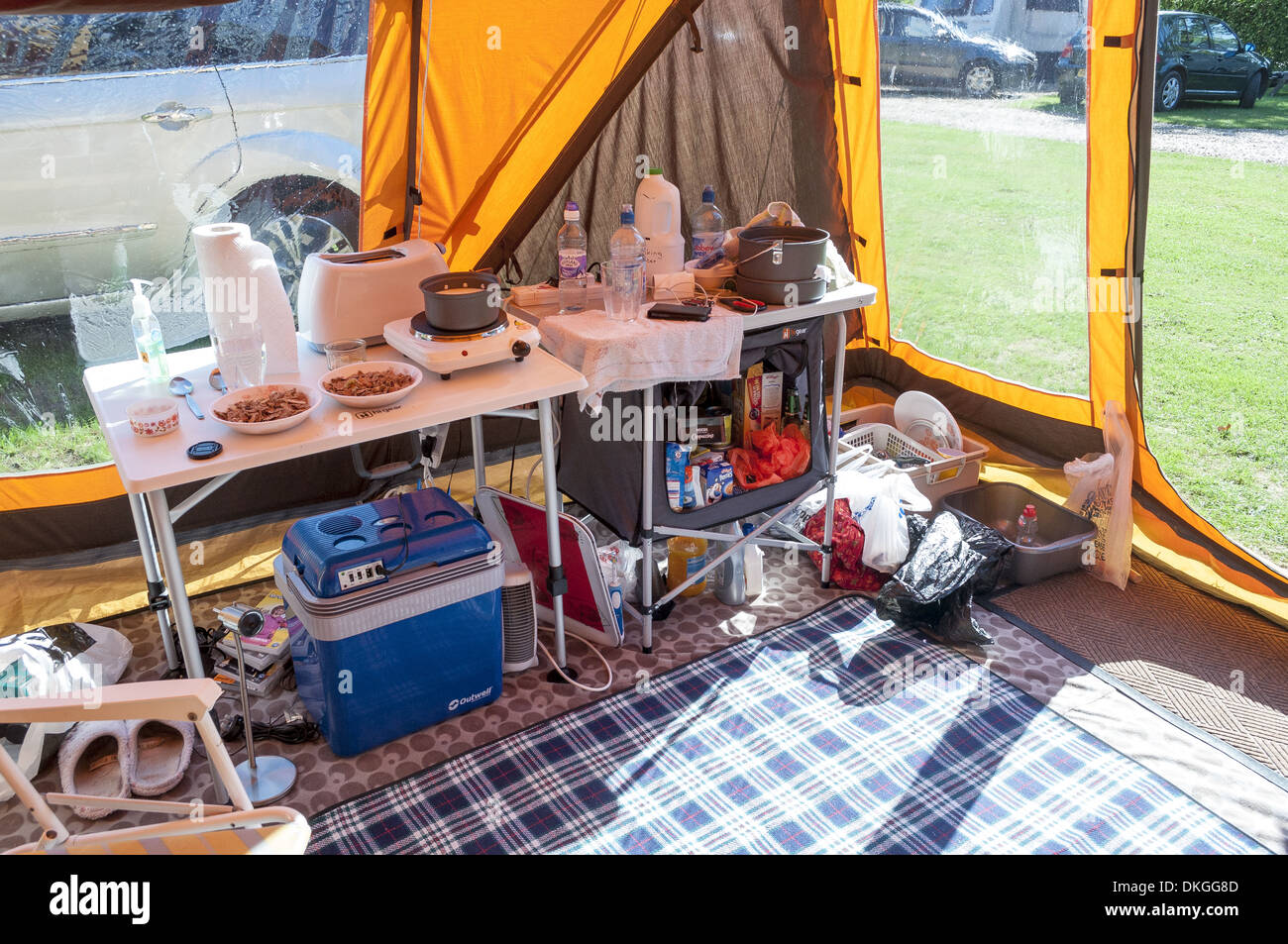 Tent interior and all the essentials for the perfect camping holiday Stock  Photo - Alamy