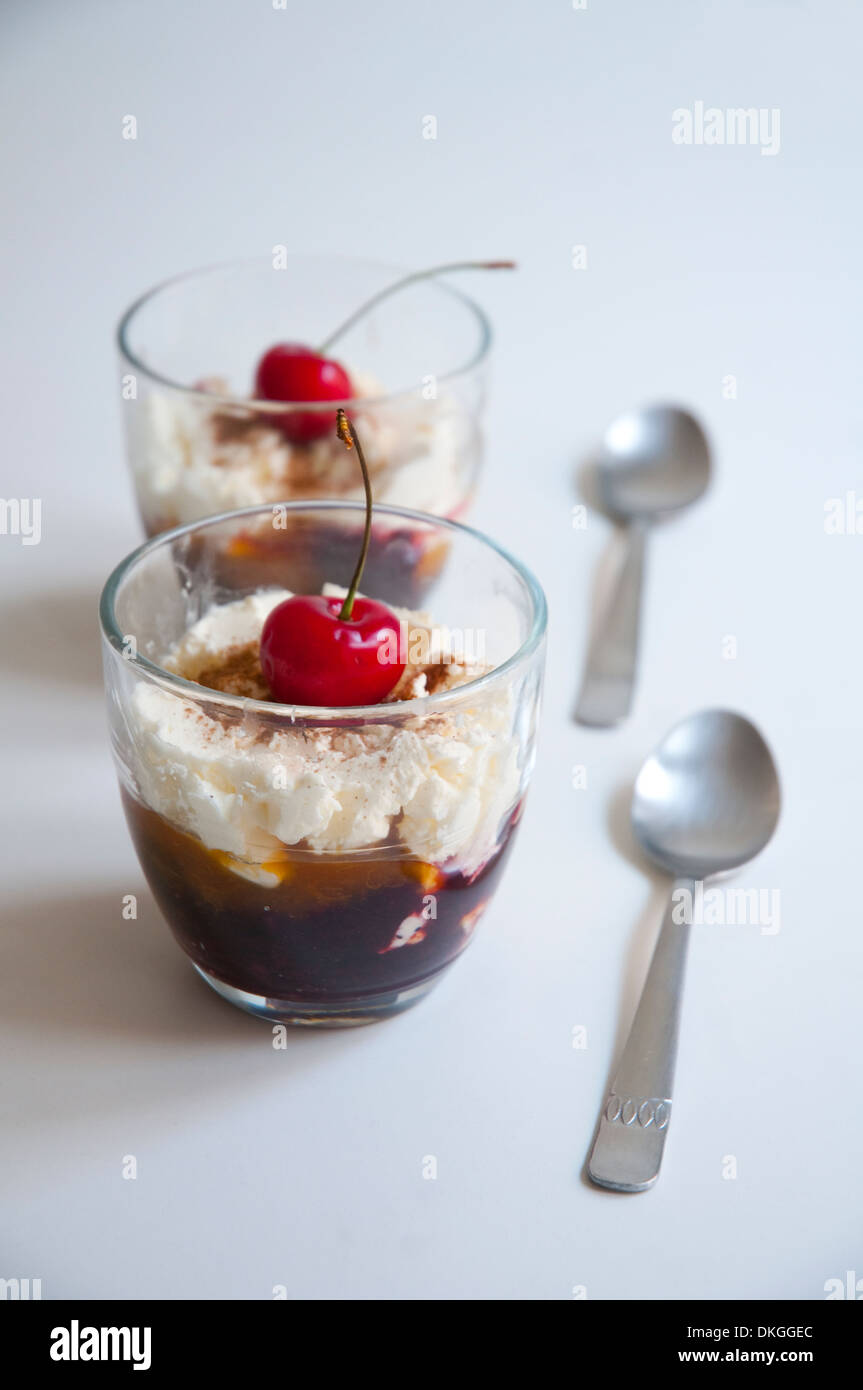 Dessert fruit jam with Mascarpone cheese and cherries Stock Photo Alamy
