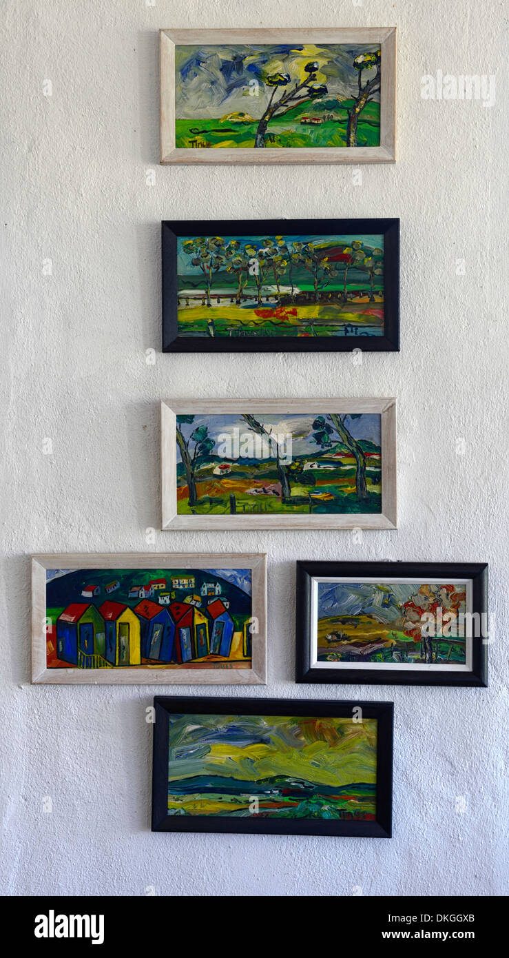 cape town art gallery paintings on white wall Stock Photo Alamy