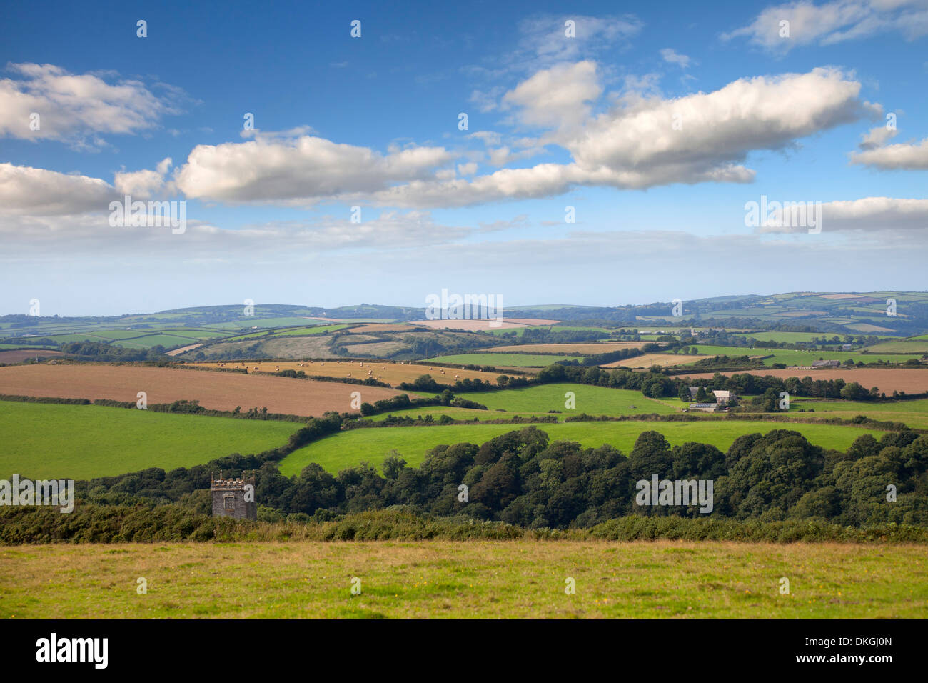 The pretty rolling landscape of Cornwall in summer, England. Stock Photo
