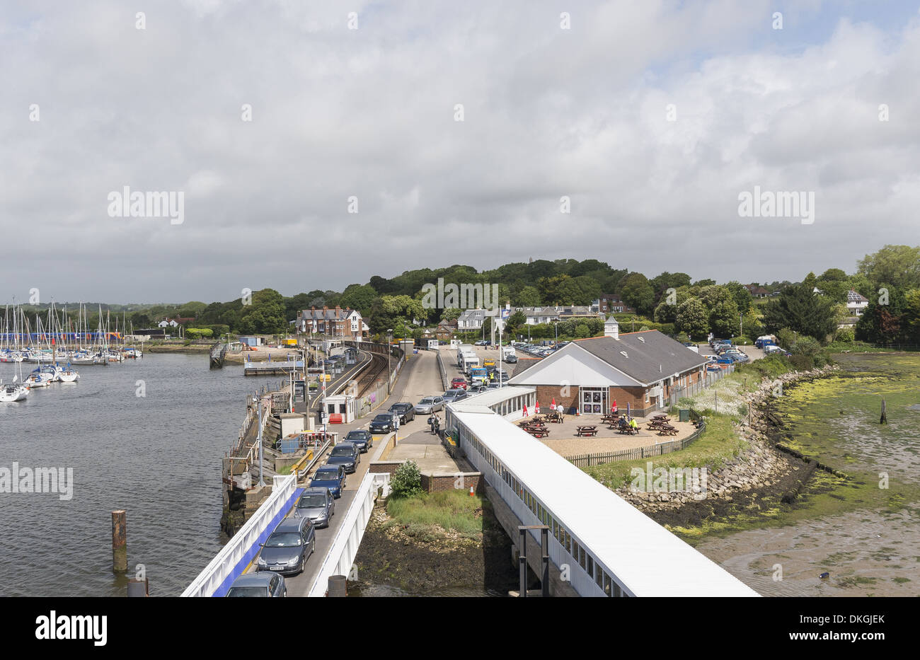 Cars boarding the Lymington to Yarmouth ferry at the Wightlink ferry