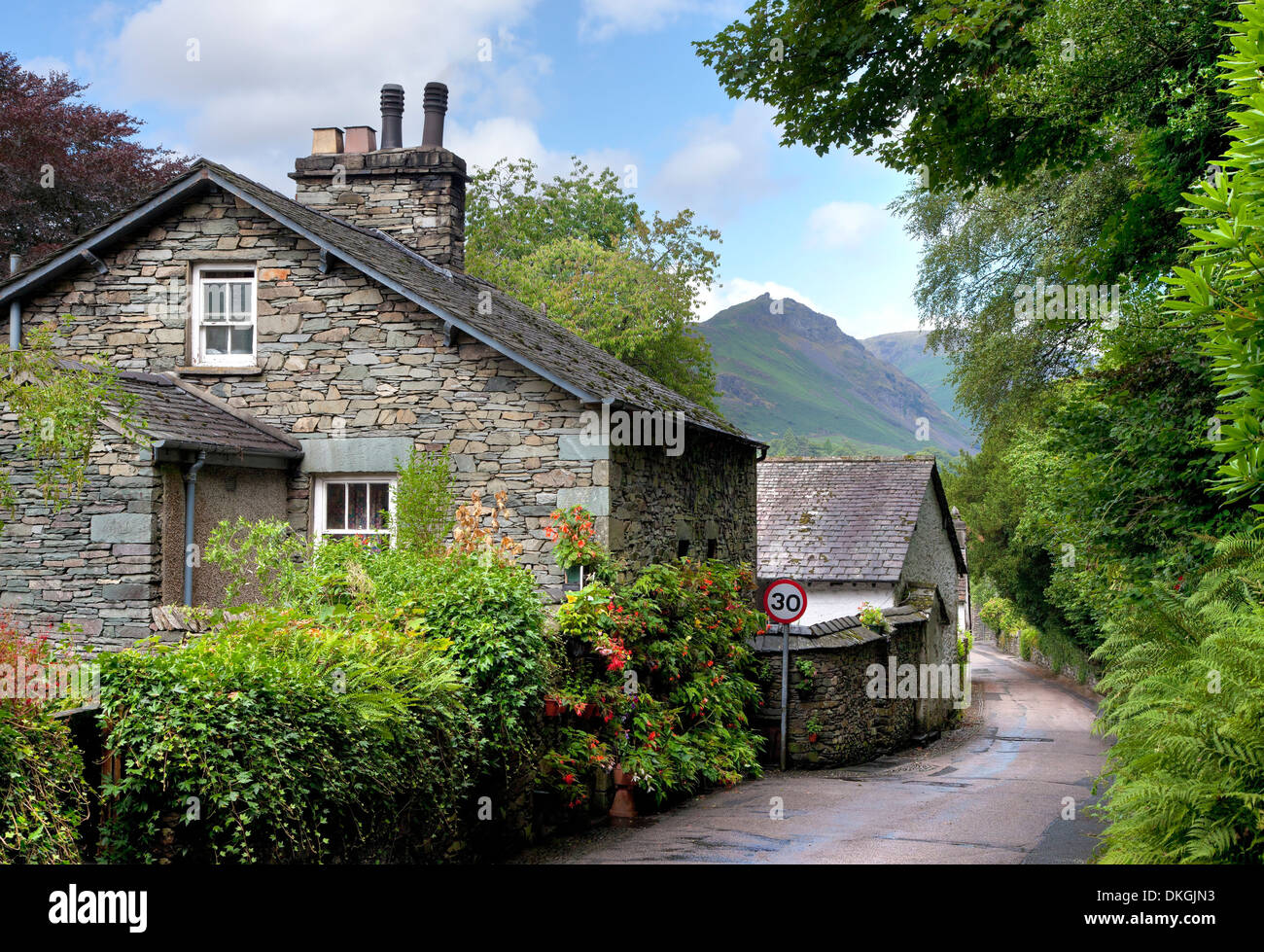 Grasmere village, the Lake District, Cumbria, England. Stock Photo