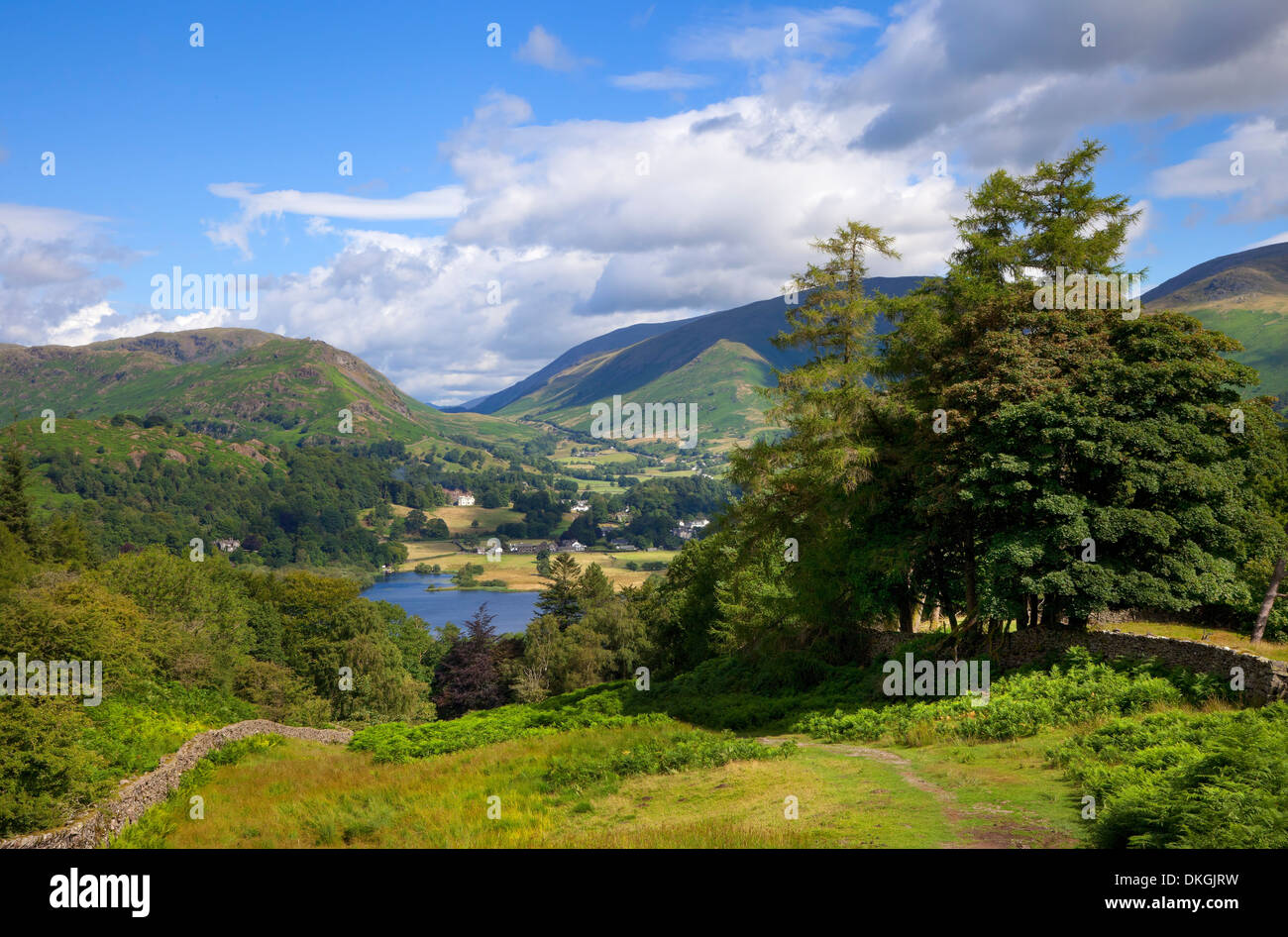 Grasmere in Summer, the Lake District, Cumbria, England. Stock Photo