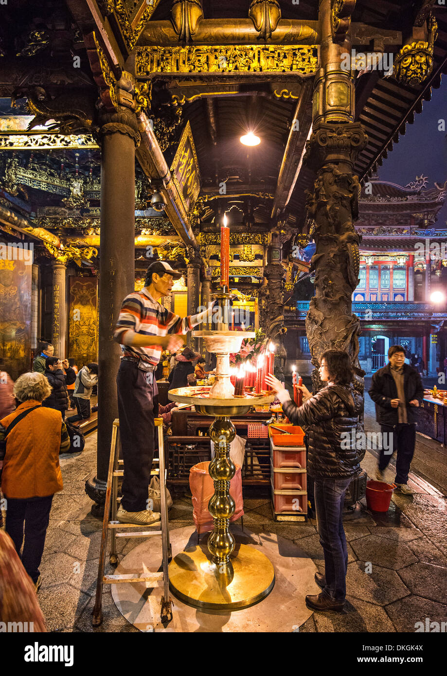 Taipei, Taiwan at Lungshan Tepmle. Stock Photo