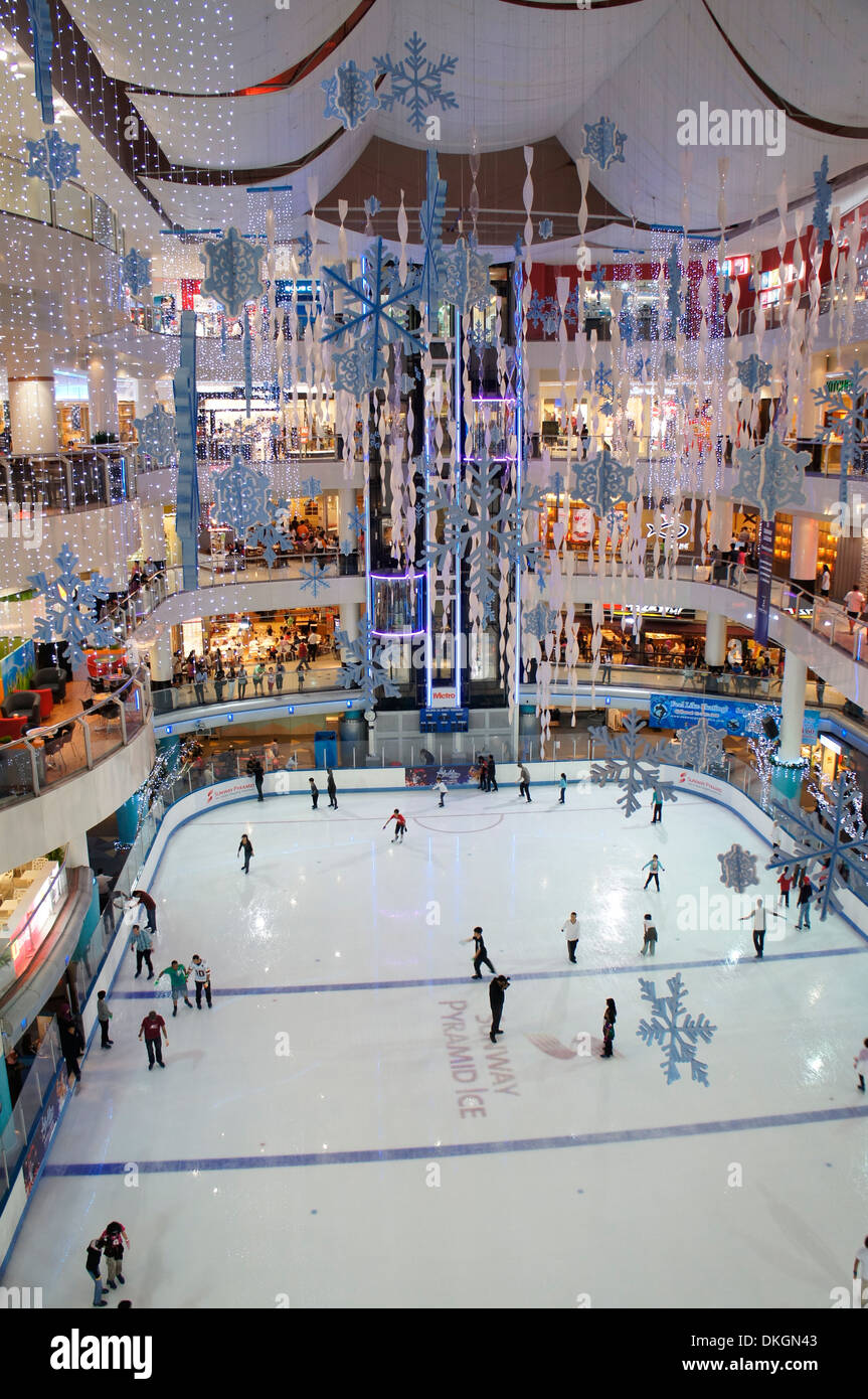 indoor ice skating rink at Sunway Pyramid shopping mall, Malaysia Stock
