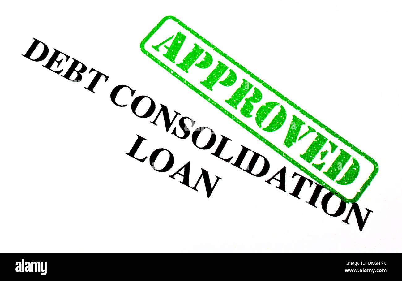 Closeup of an 'Approved' Debt Consolidation Loan letter Stock Photo