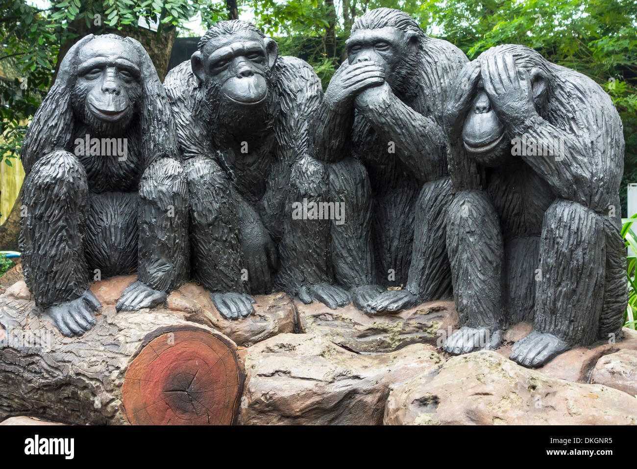 Monkey Statues, Saigon Botanic Gardens Stock Photo