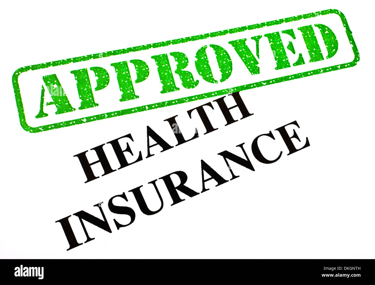 A close-up of an APPROVED Health Insurance document. Stock Photo