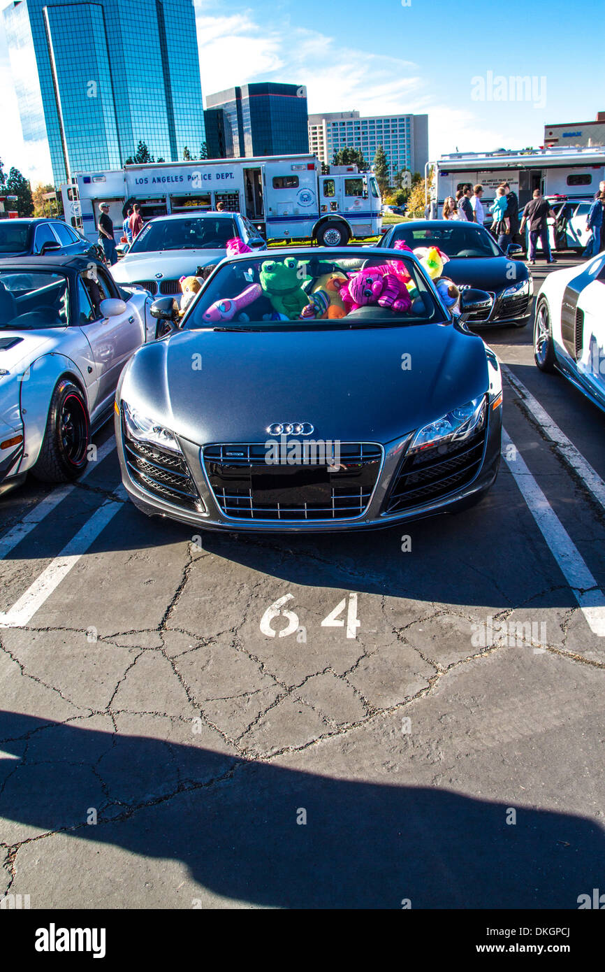 An Audi R8 full of toysat the Motor4Toys charity toy drive in Woodland
