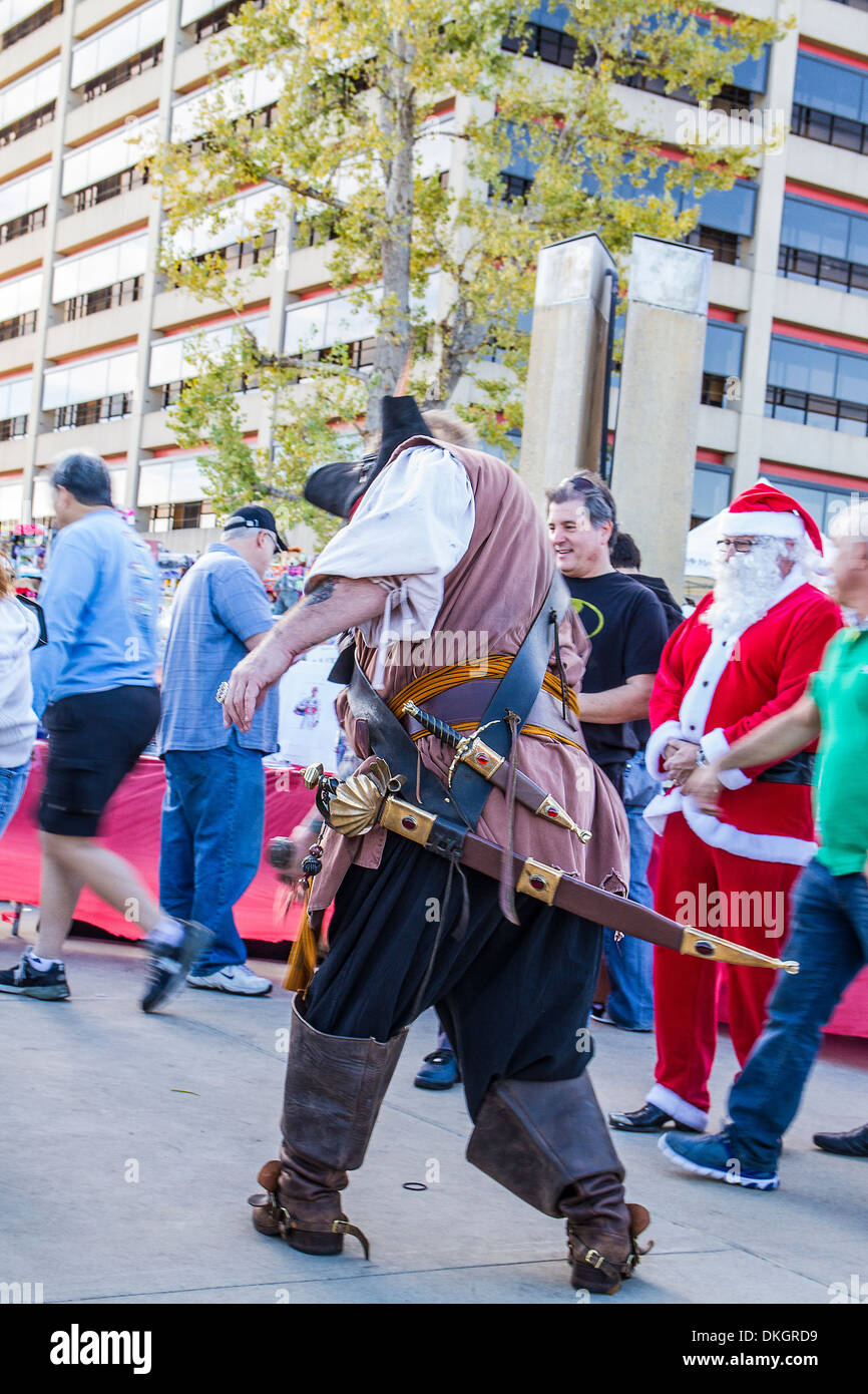 A Pirate and a Santa at the Motor4toys event in Woodland Hills