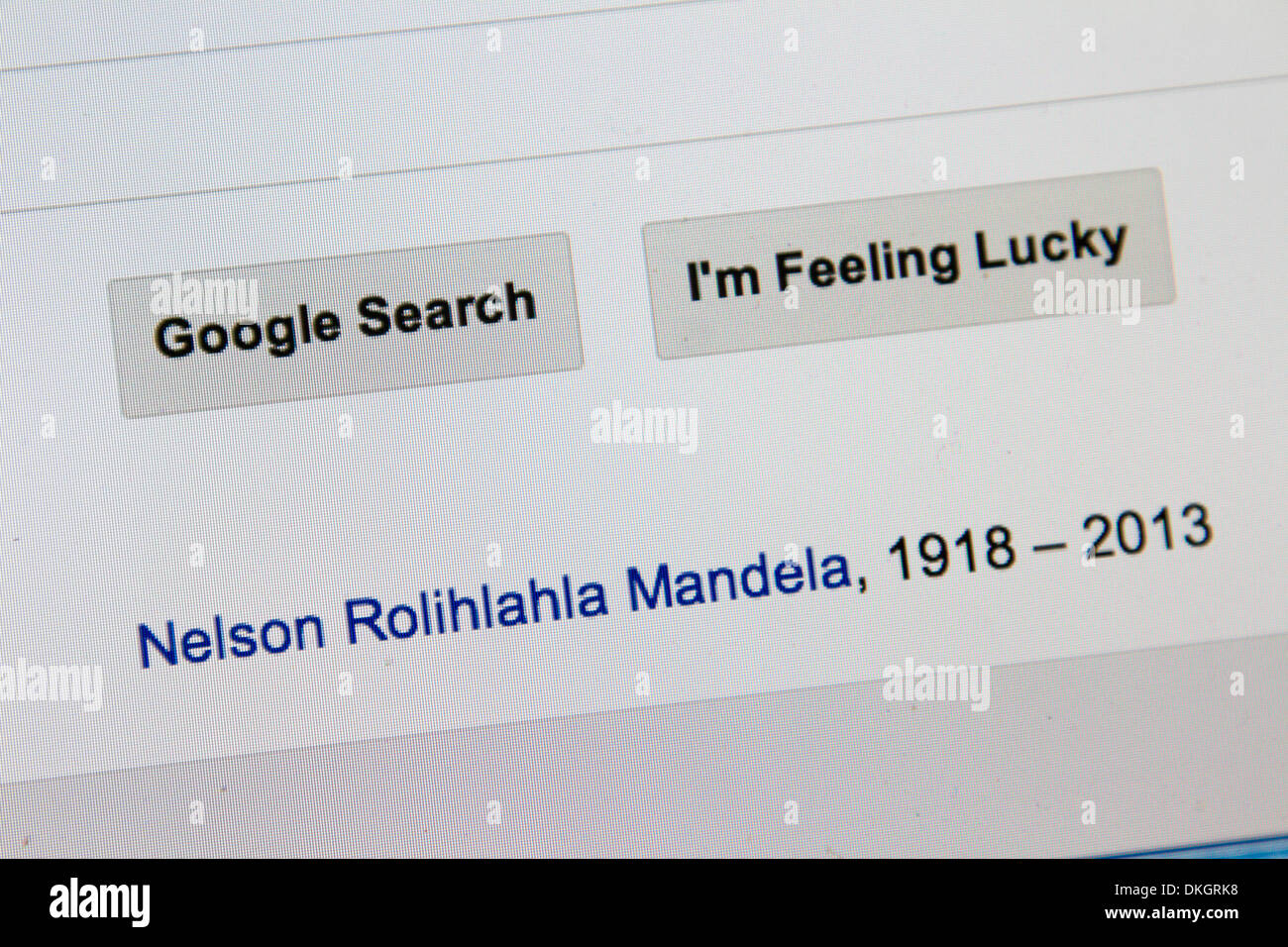 London UK, 5th December 2013. Google pays tribute to former South African President, Anti Apartheid campaigner Nelson Mandela 1918-2013 who died aged 95 Credit:  amer ghazzal/Alamy Live News Stock Photo
